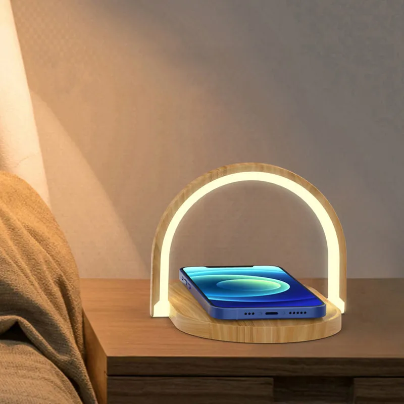 15W Qi Wireless Charger LED Desk Lamp With Phone Holder