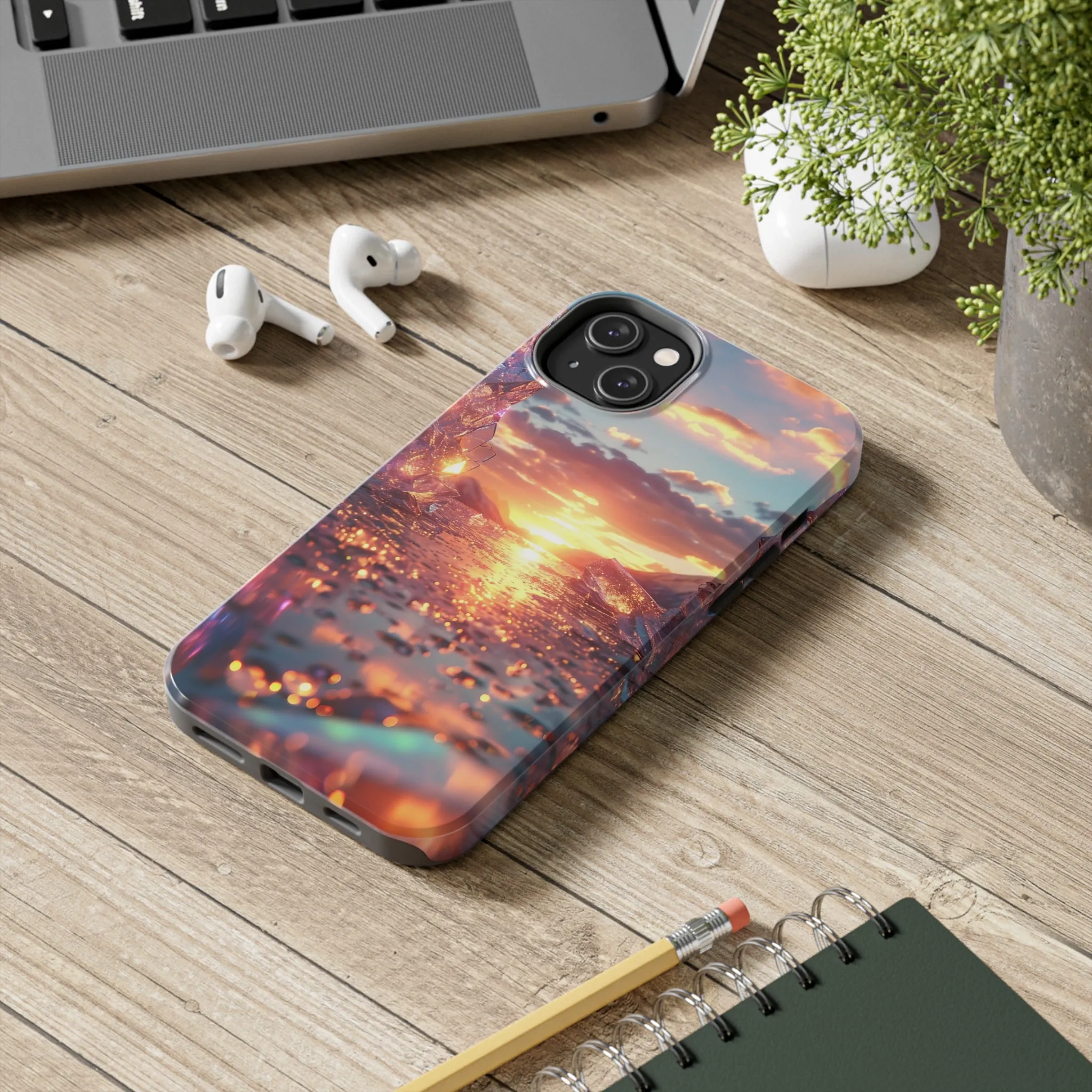 Abstract Sunrise Crystal Design Tough Phone Case