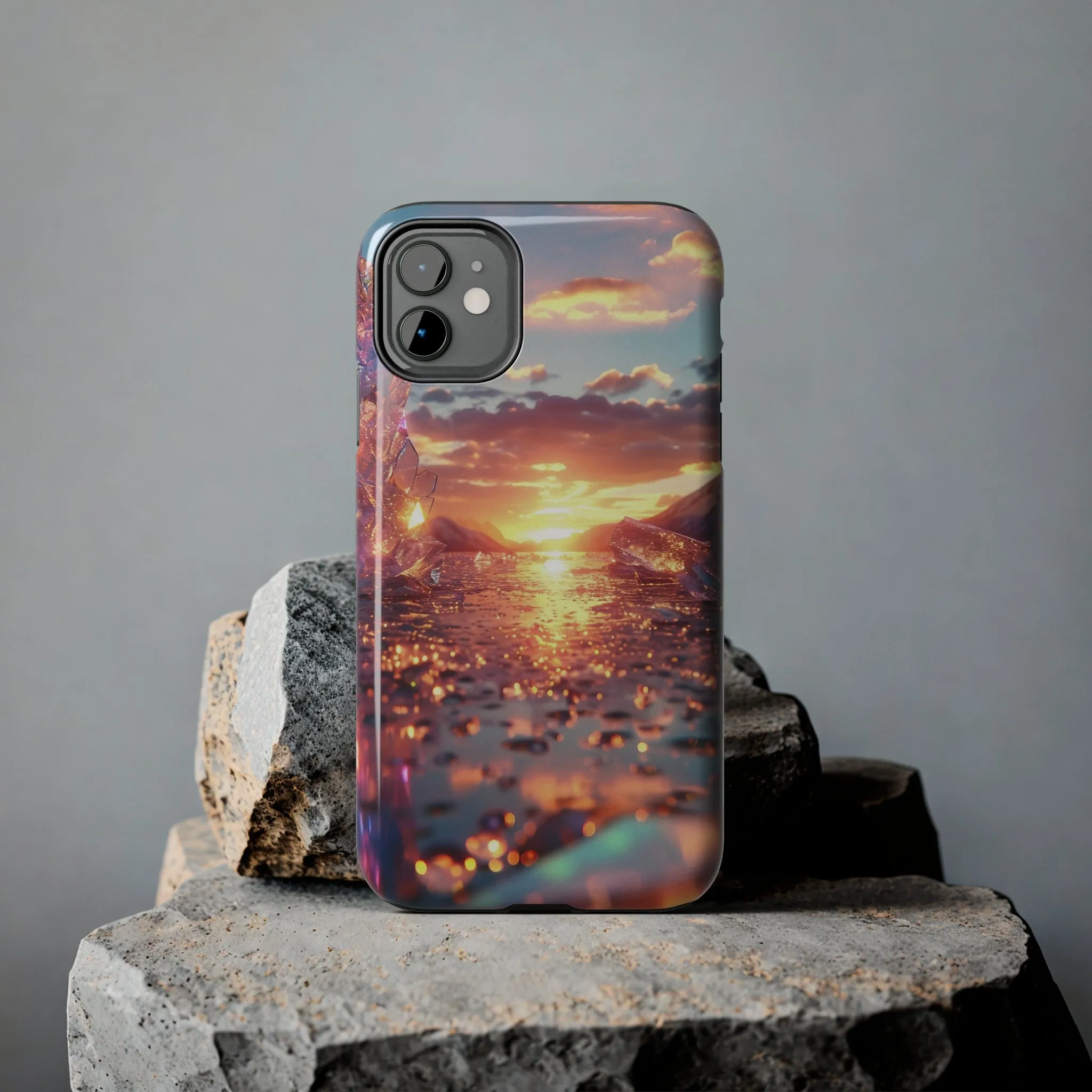 Abstract Sunrise Crystal Design Tough Phone Case