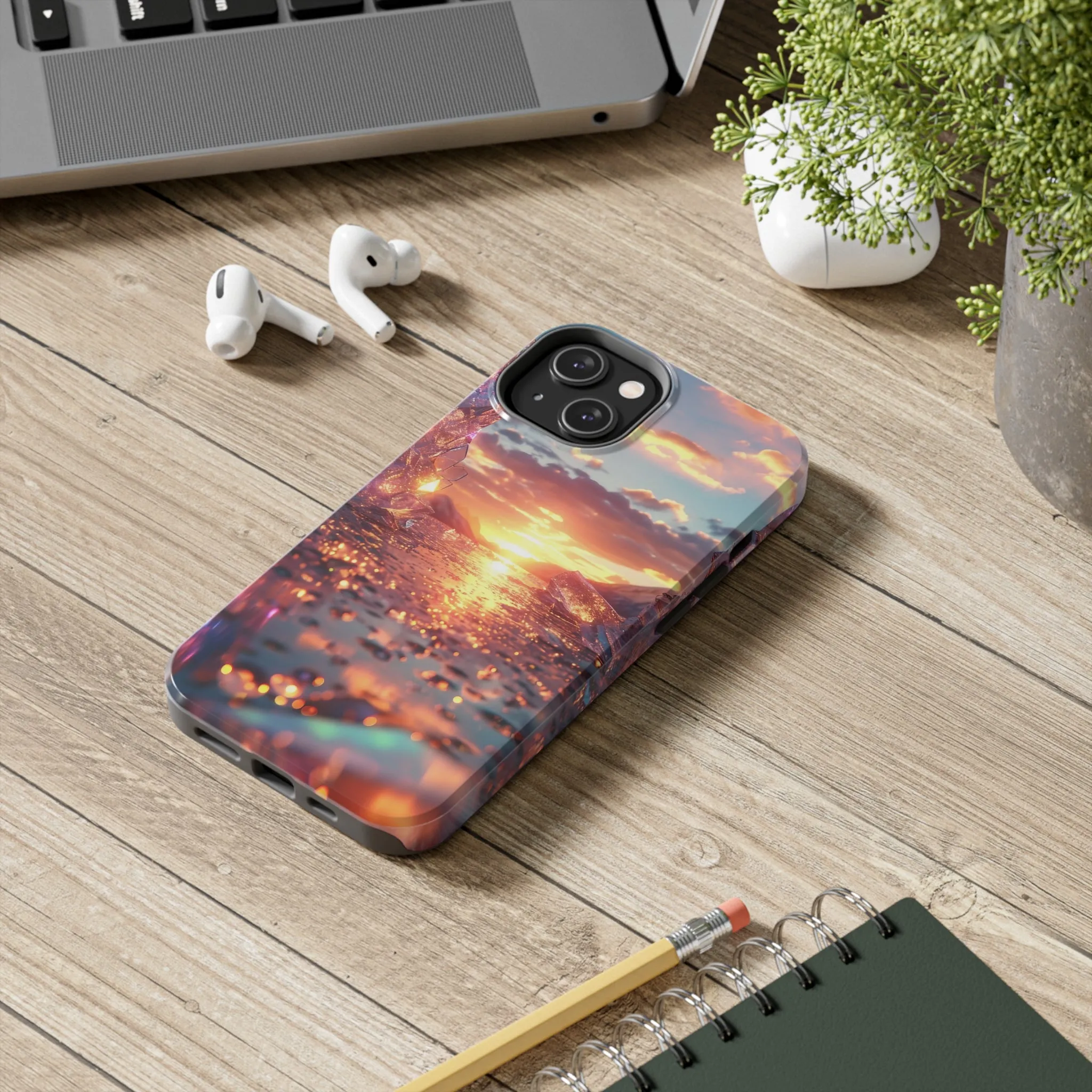 Abstract Sunrise Crystal Design Tough Phone Case