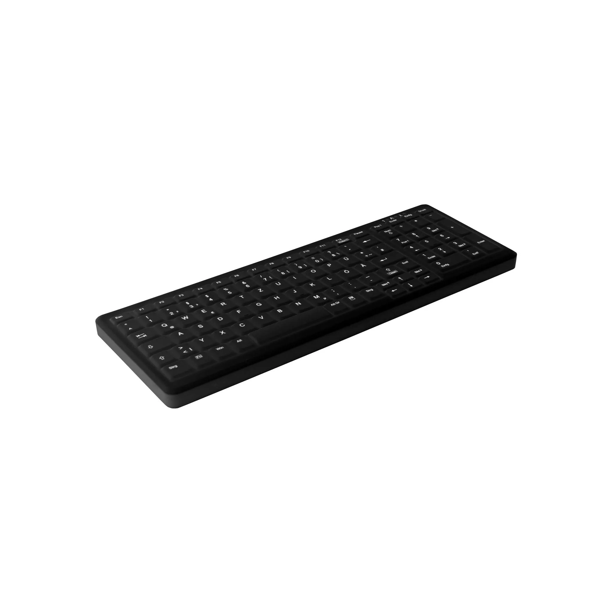 Active Key AK-C7000F Compact Flat Wipeable Keyboard in Black with Numpad - Wired