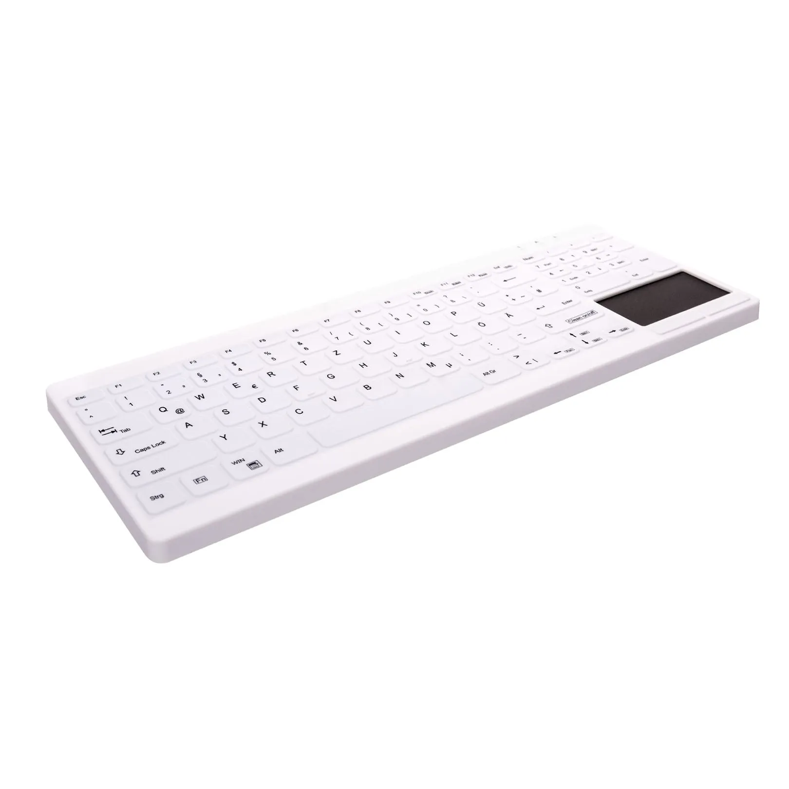 Active Key AK-C7412F Compact Ultraflat Wipeable Keyboard in White with Numpad and Touchpad - Wired