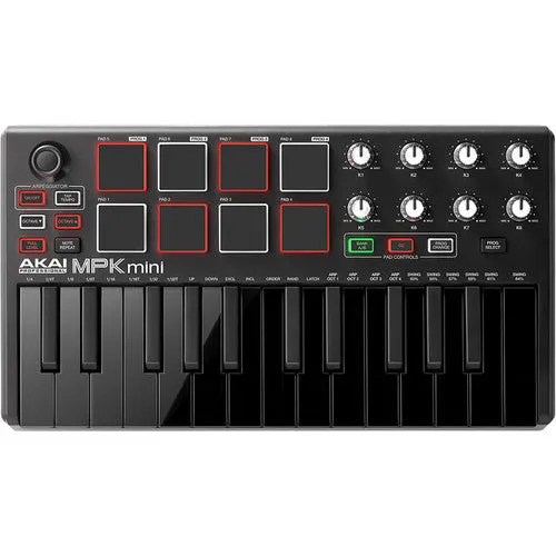 Akai Professional MPK mini MKII Compact Controller (Black-Black)