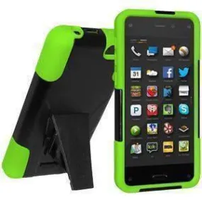 Amzer Double Layer Hybrid Case with Kickstand - Black- Neon Green