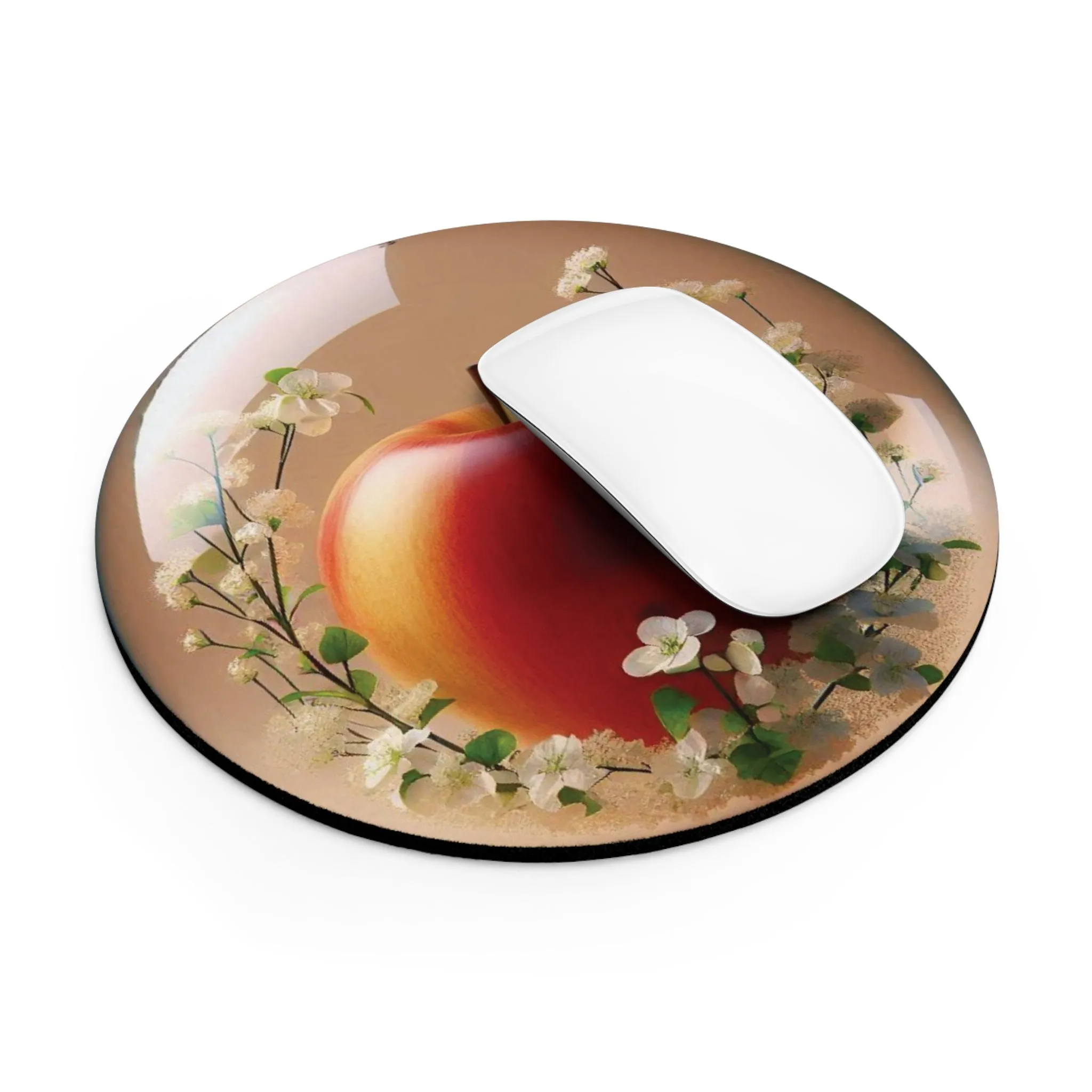 Apple and white flowers in a sphere with glow effect Mouse Pad