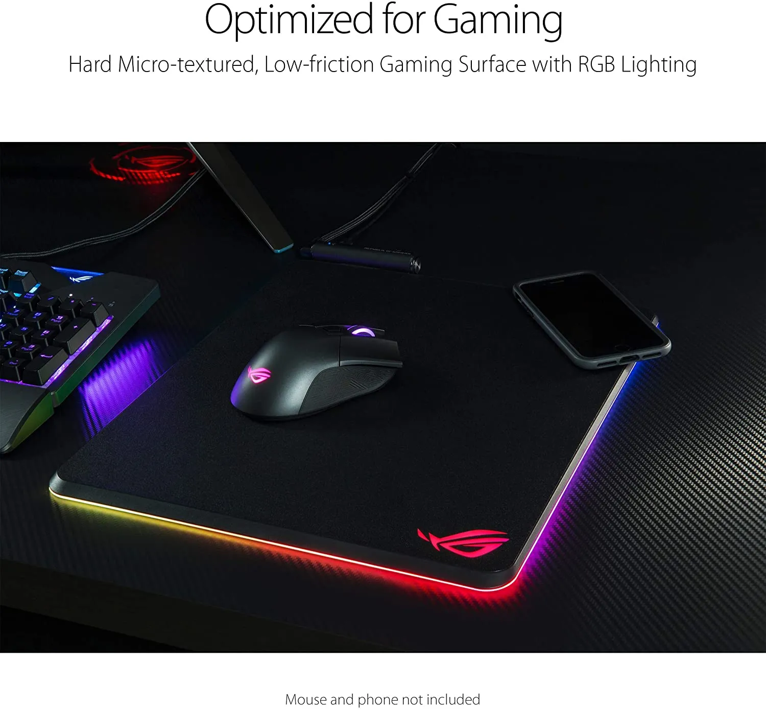 ASUS ROG Balteus Qi Vertical Gaming Mouse Pad with Wireless Qi Charging Zone, Hard Micro-Textured Gaming Surface, USB Pass-Through, Aura Sync RGB Lighting and Non-Slip Base (12.6” X 14.6”)