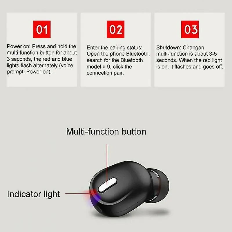 Bluetooth 5.0 Noise-Cancelling Wireless Earbuds with 3D Sound and Comfortable In-Ear Design (Single Earphone)