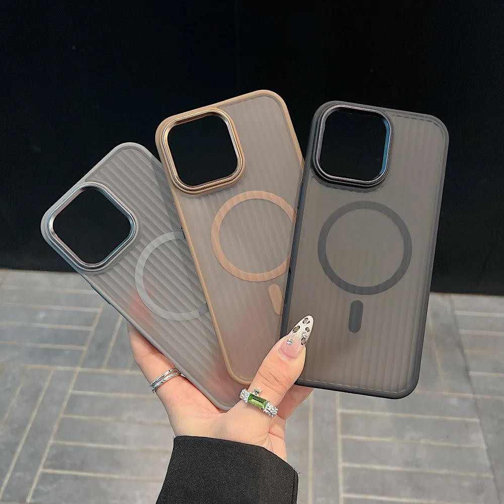 Corrugated Pattern Magnetic Wireless Charge Phone Case - iPhone 15