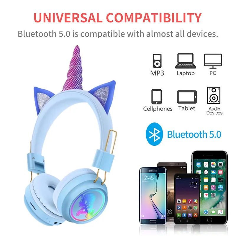 Cute Unicorn Creative Cartoon AH-902A Wireless Bluetooth Headphones