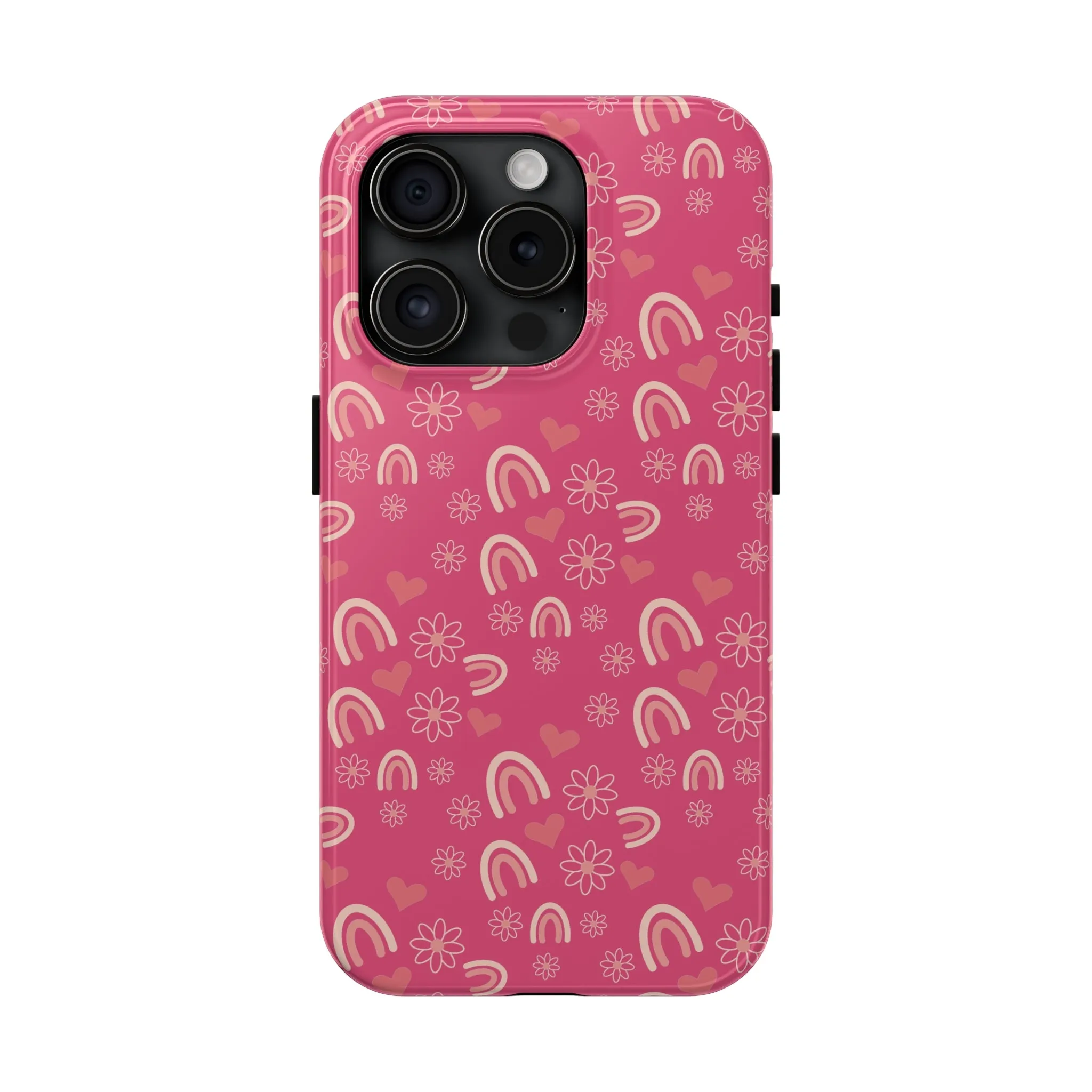 Dark Pink Boho2 Rainbow print Design Tough Phone Case compatible with a large variety of iPhone models, Gift, Phone Case