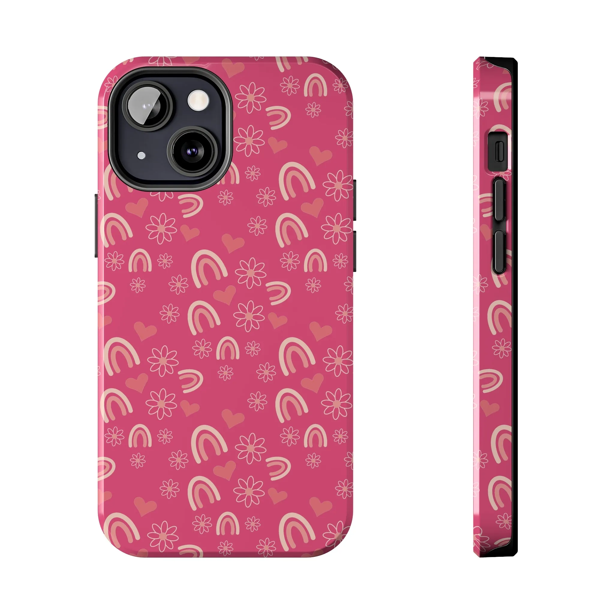 Dark Pink Boho2 Rainbow print Design Tough Phone Case compatible with a large variety of iPhone models, Gift, Phone Case