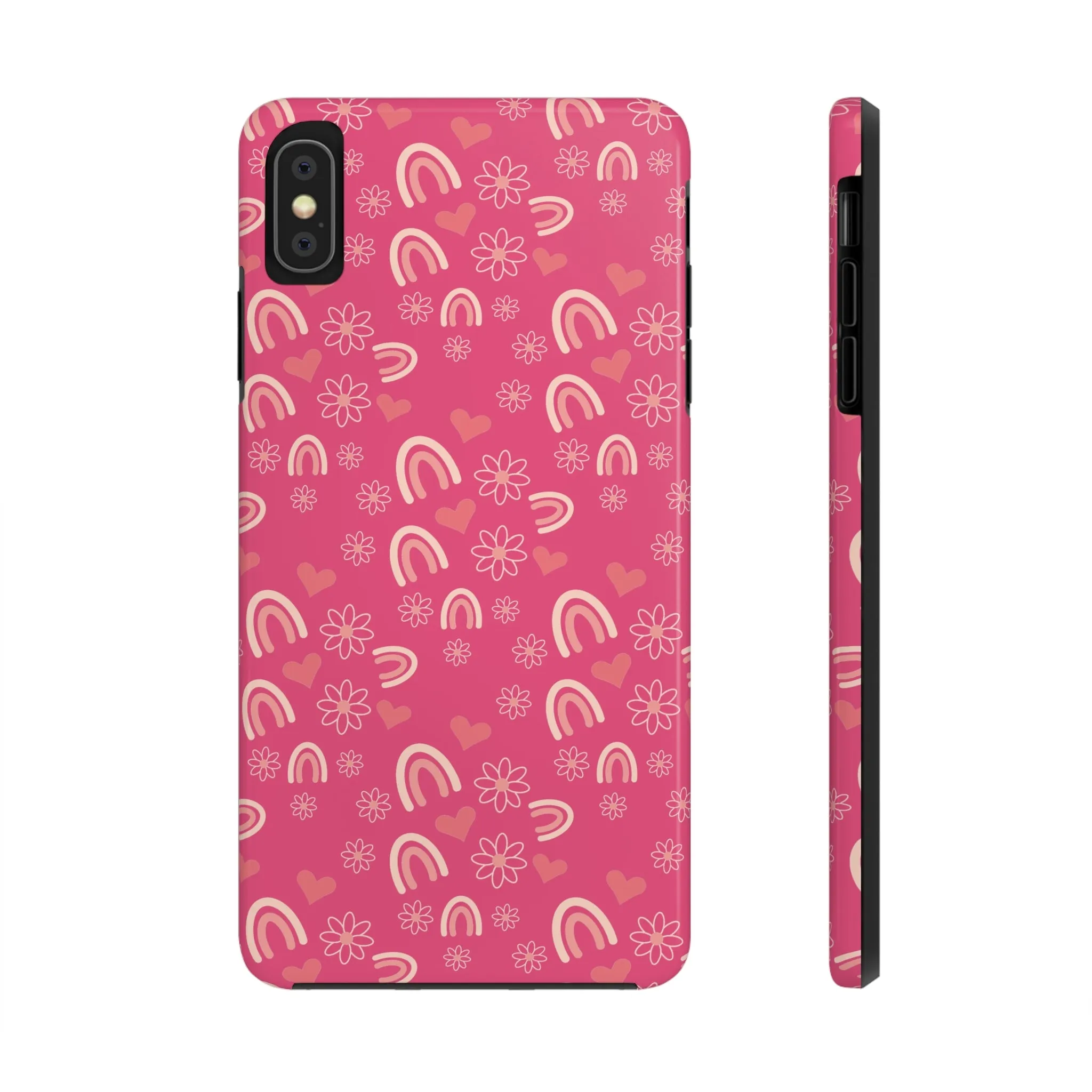 Dark Pink Boho2 Rainbow print Design Tough Phone Case compatible with a large variety of iPhone models, Gift, Phone Case