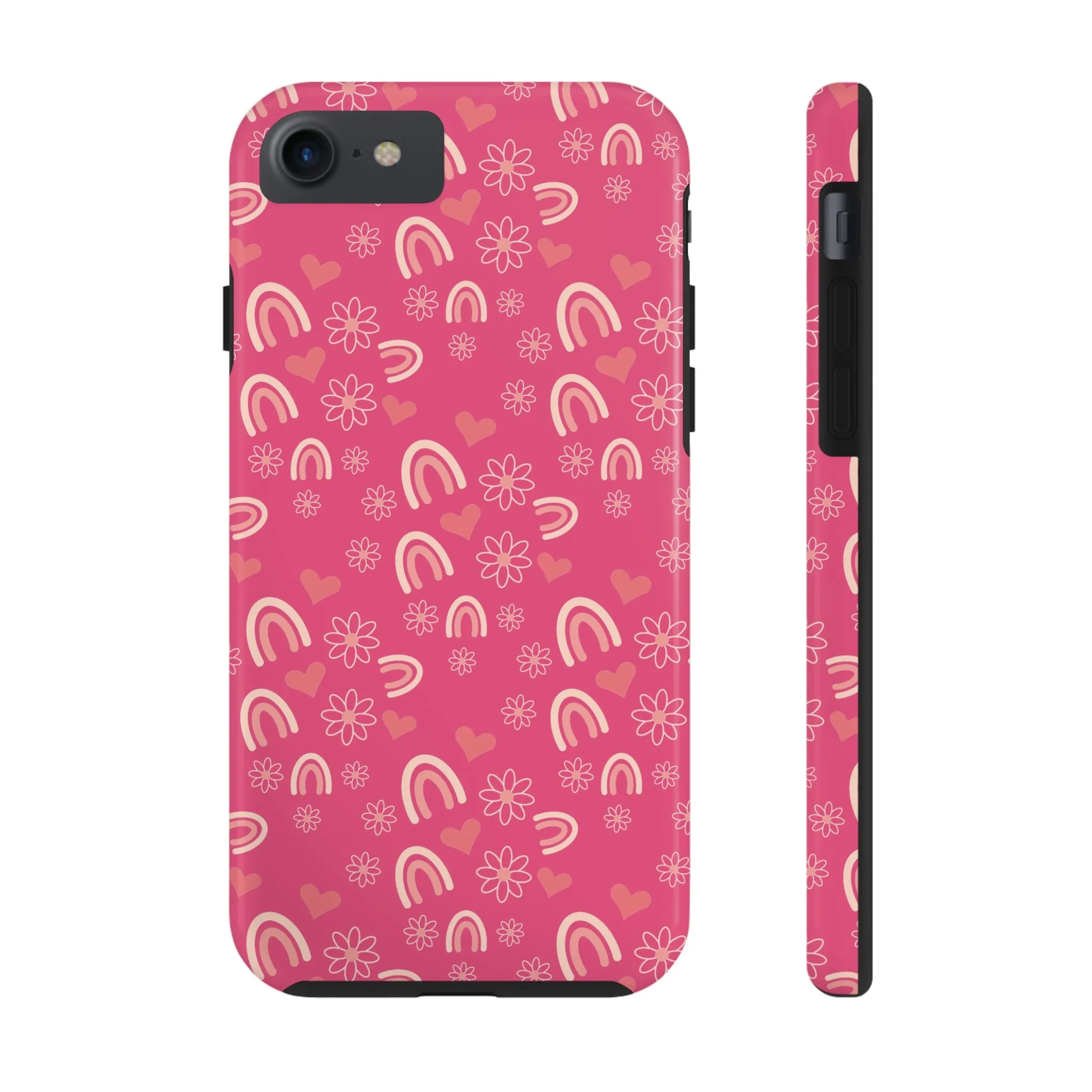 Dark Pink Boho2 Rainbow print Design Tough Phone Case compatible with a large variety of iPhone models, Gift, Phone Case