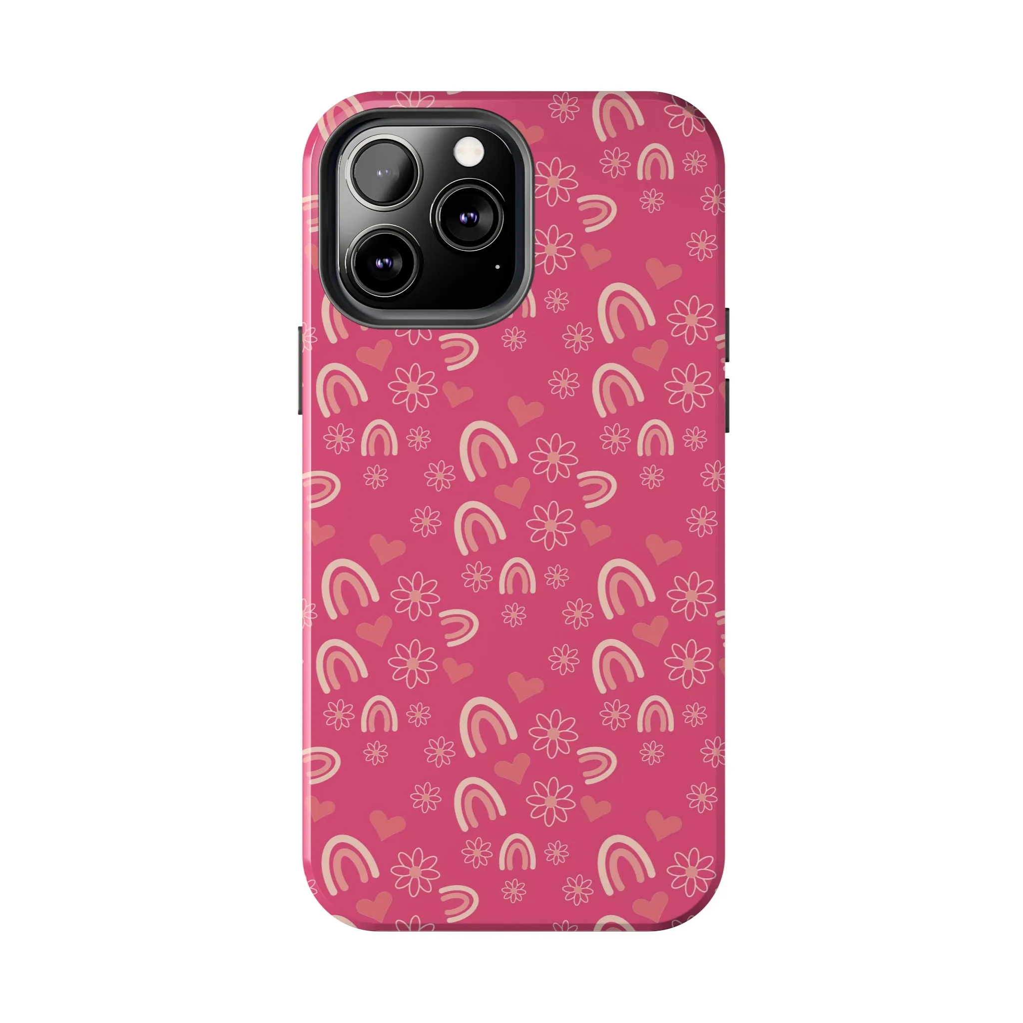 Dark Pink Boho2 Rainbow print Design Tough Phone Case compatible with a large variety of iPhone models, Gift, Phone Case