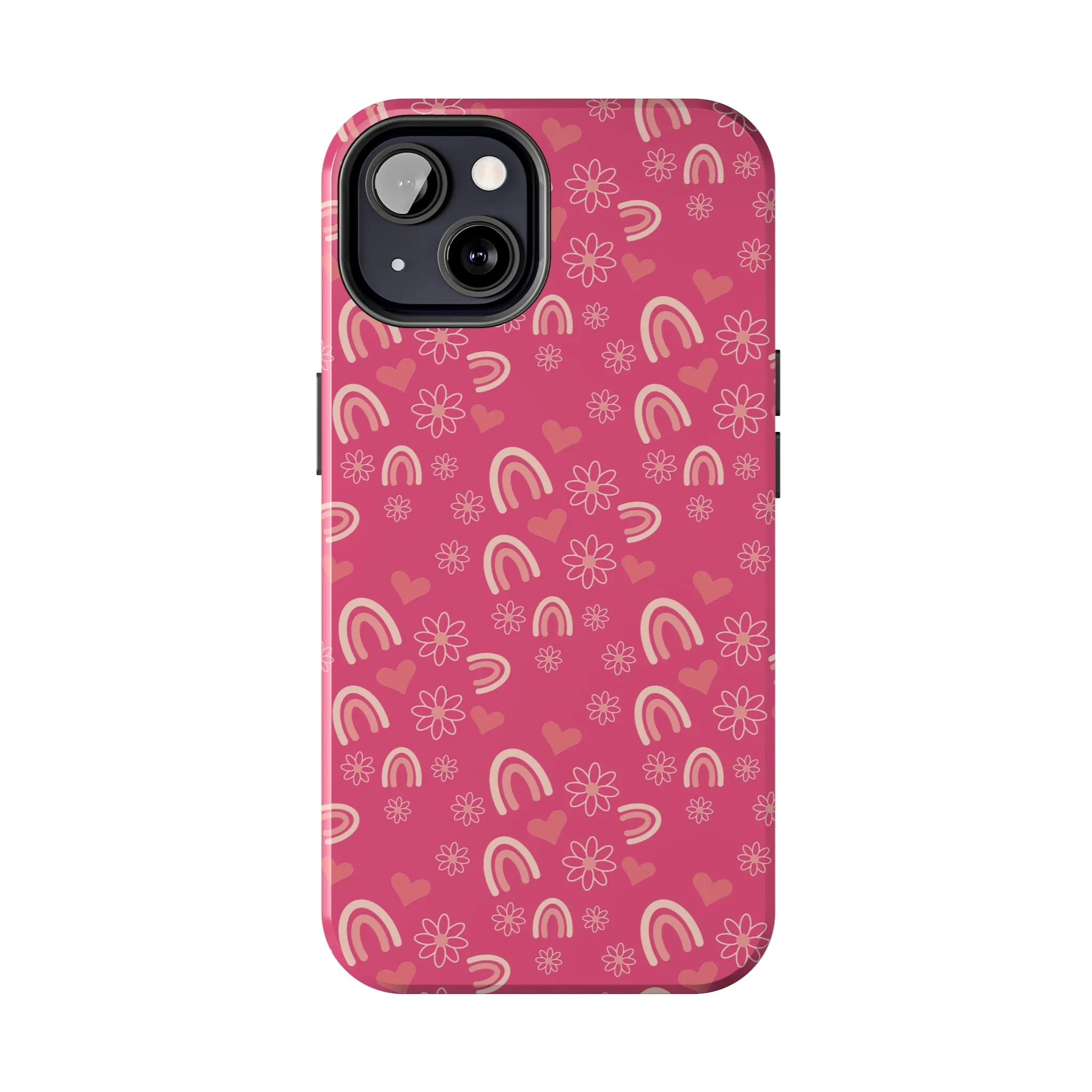 Dark Pink Boho2 Rainbow print Design Tough Phone Case compatible with a large variety of iPhone models, Gift, Phone Case