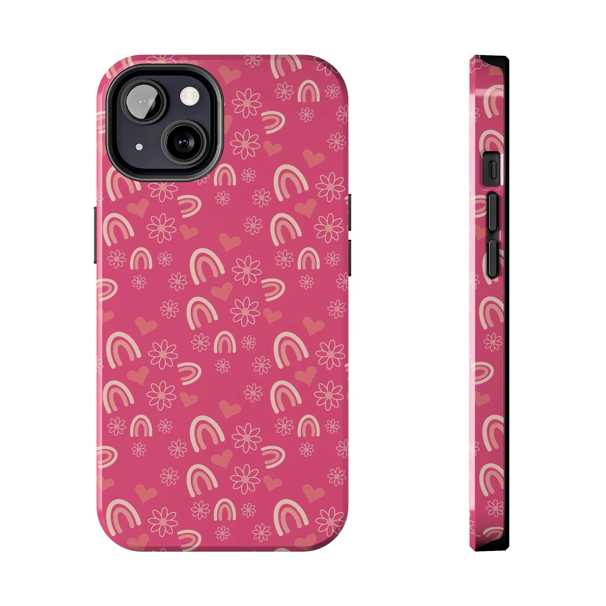 Dark Pink Boho2 Rainbow print Design Tough Phone Case compatible with a large variety of iPhone models, Gift, Phone Case