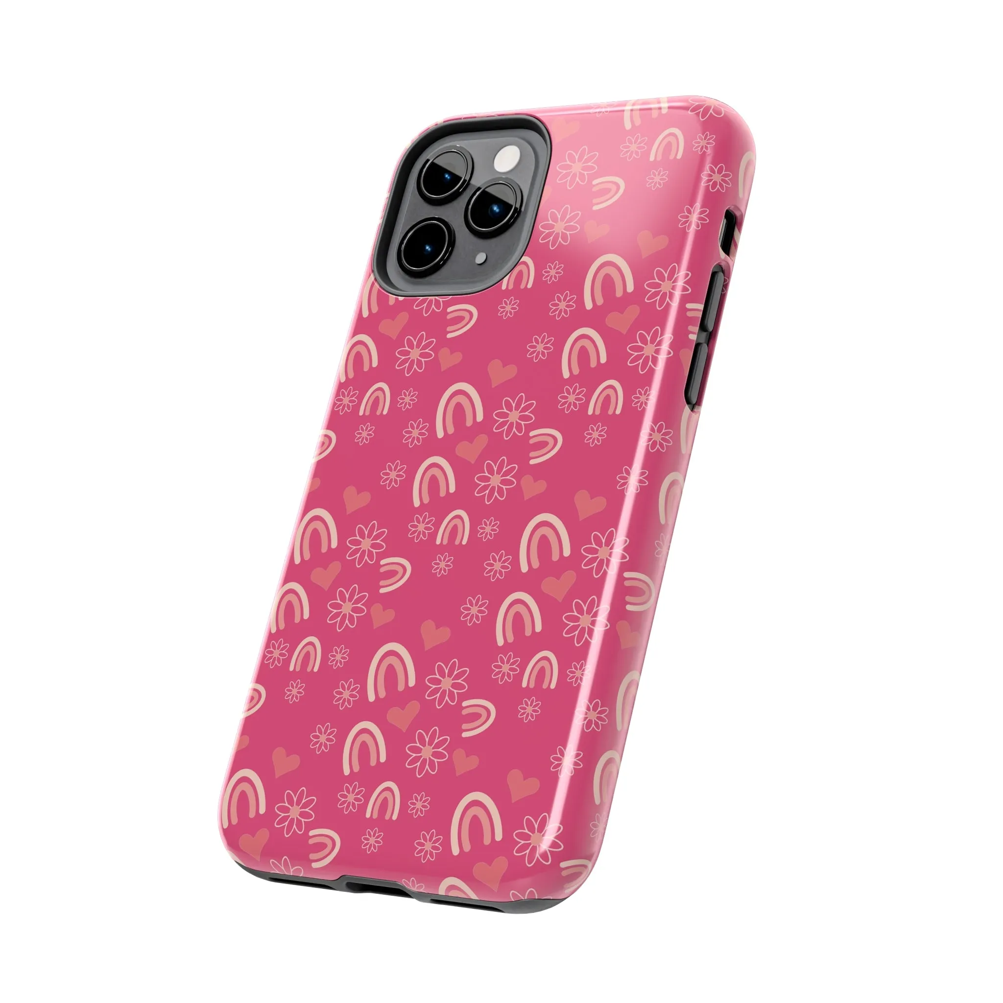 Dark Pink Boho2 Rainbow print Design Tough Phone Case compatible with a large variety of iPhone models, Gift, Phone Case