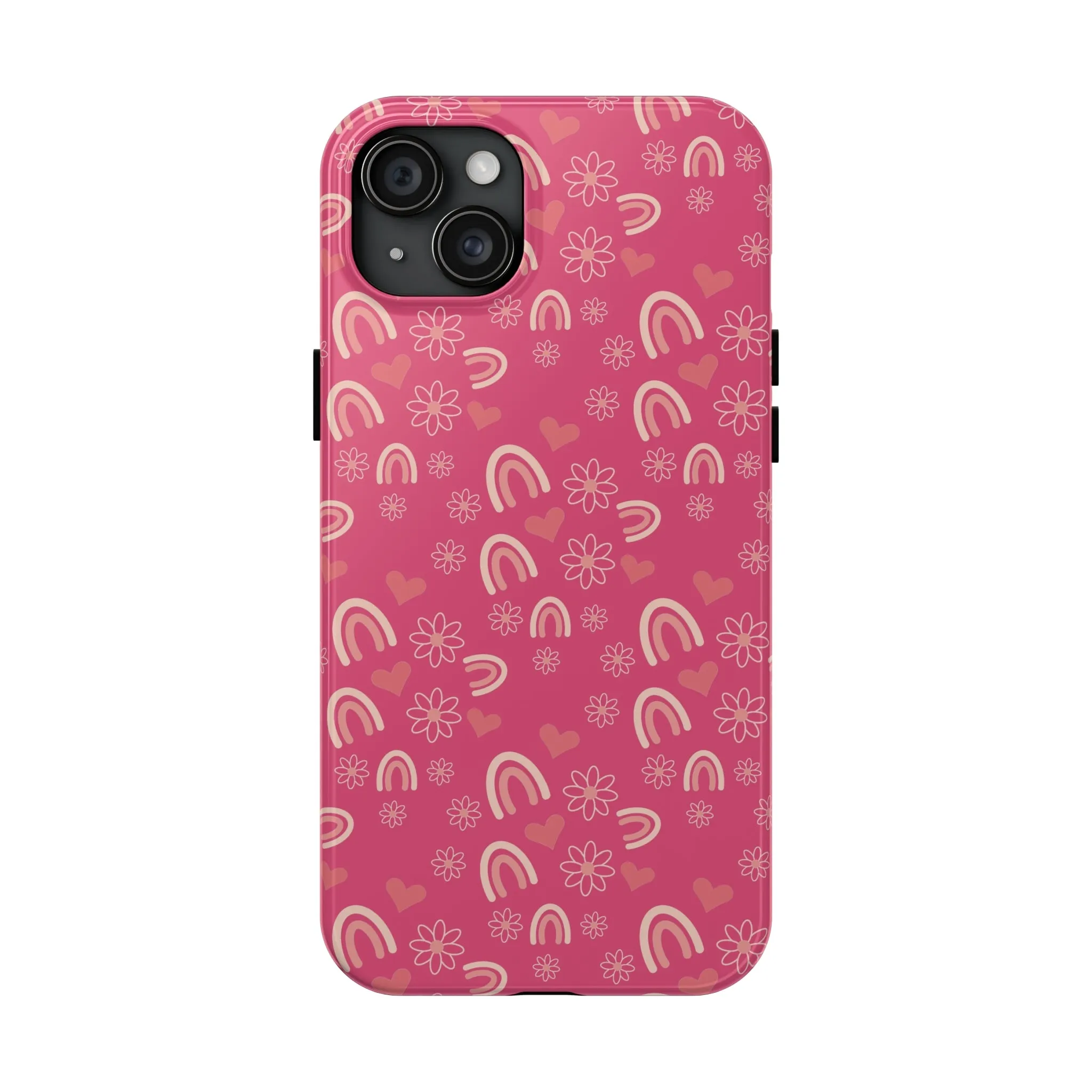 Dark Pink Boho2 Rainbow print Design Tough Phone Case compatible with a large variety of iPhone models, Gift, Phone Case