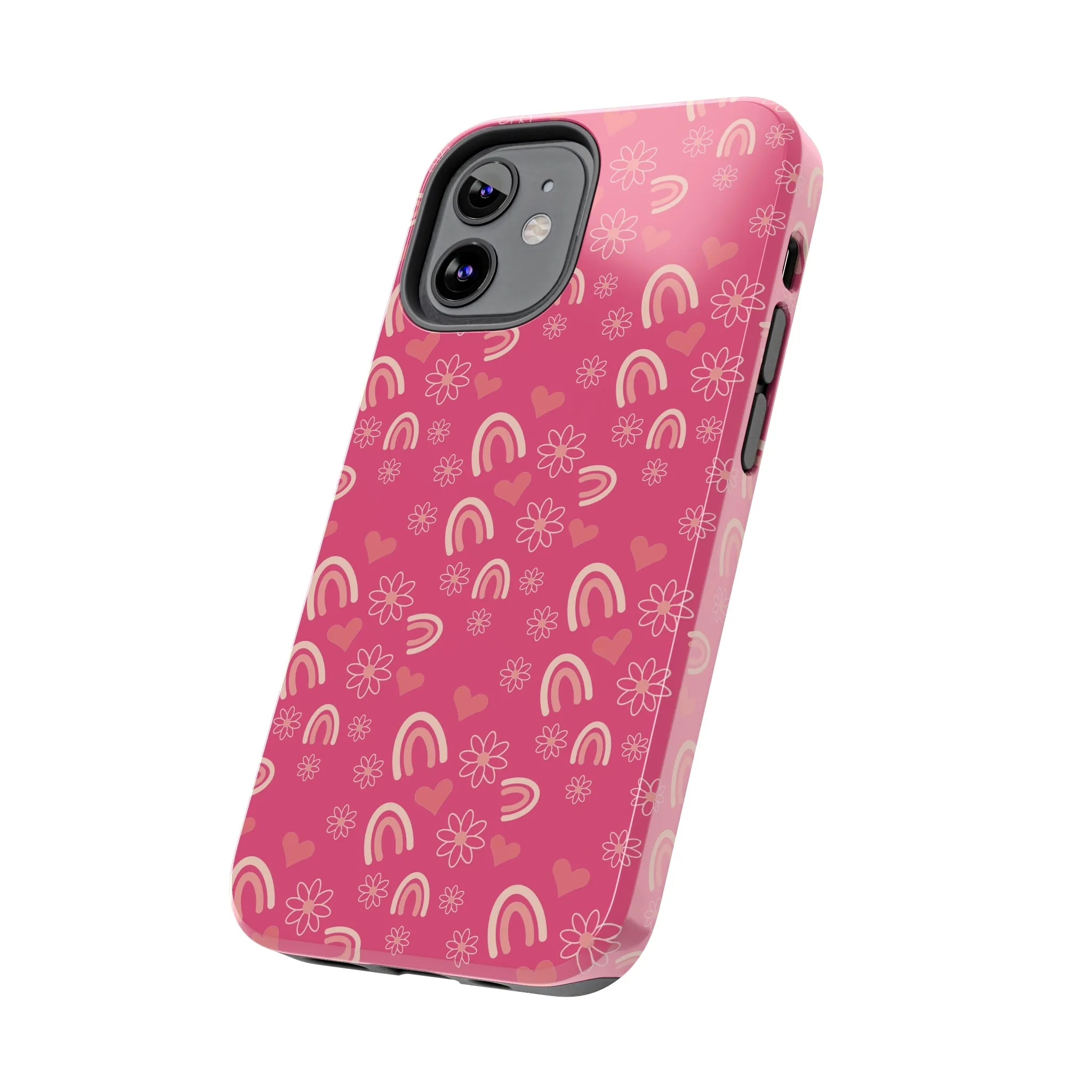 Dark Pink Boho2 Rainbow print Design Tough Phone Case compatible with a large variety of iPhone models, Gift, Phone Case