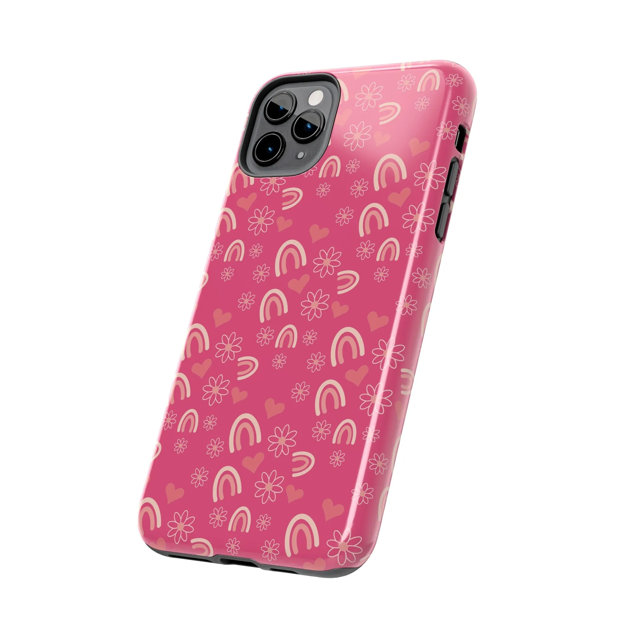 Dark Pink Boho2 Rainbow print Design Tough Phone Case compatible with a large variety of iPhone models, Gift, Phone Case