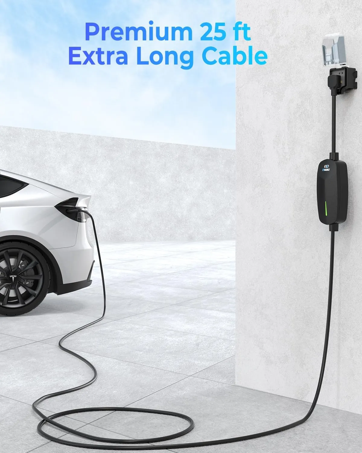 EVDANCE Portable/Wall Mount Level 2 Tesla EV Charger,32A,240V,25FT