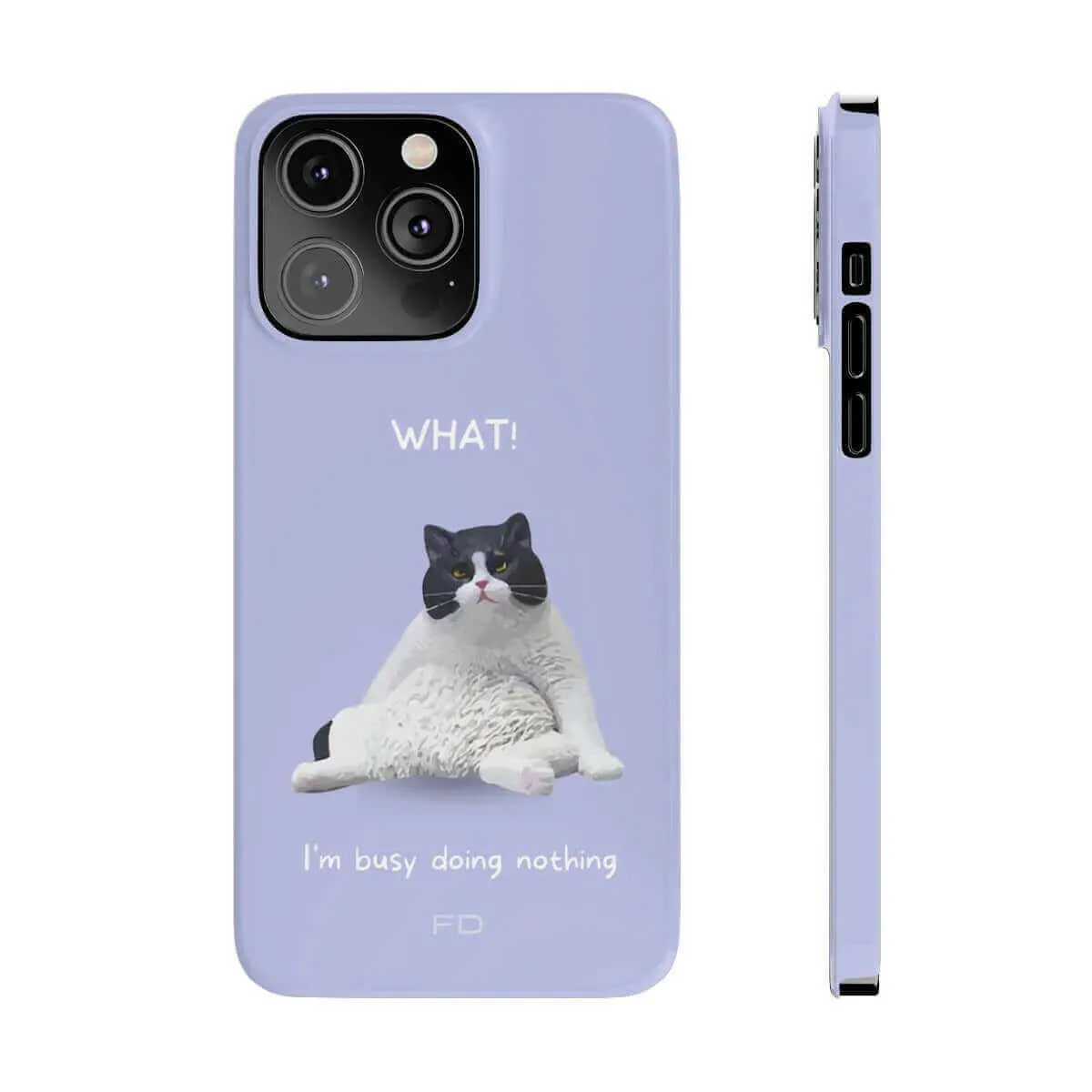 Funny Cat-Themed Slim Case for iPhone 14 - Purple