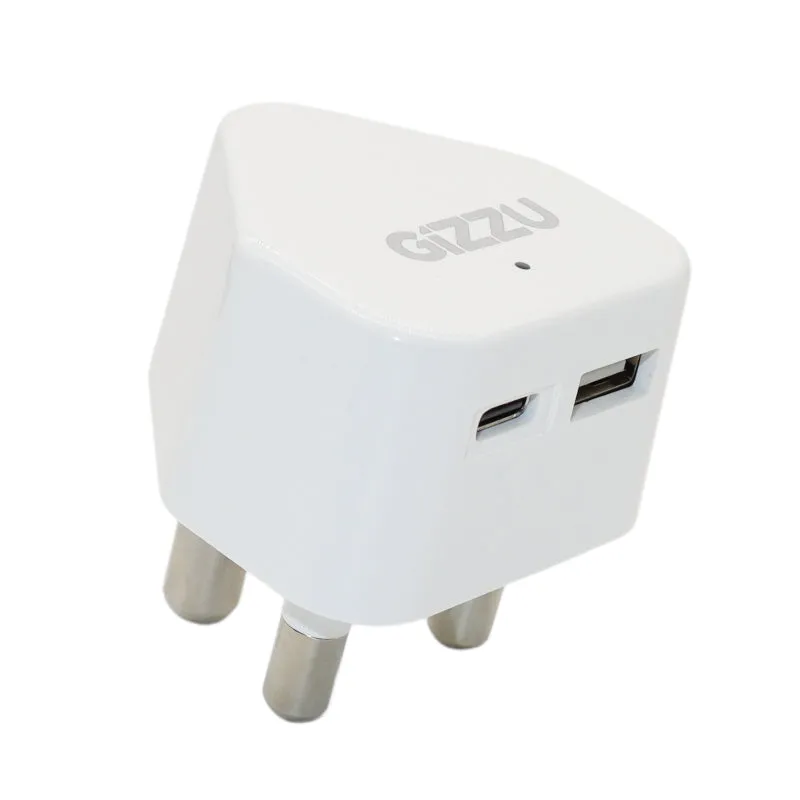 Gizzu Wall Charger Type C 20W|Usb Sa 3 Prong - White