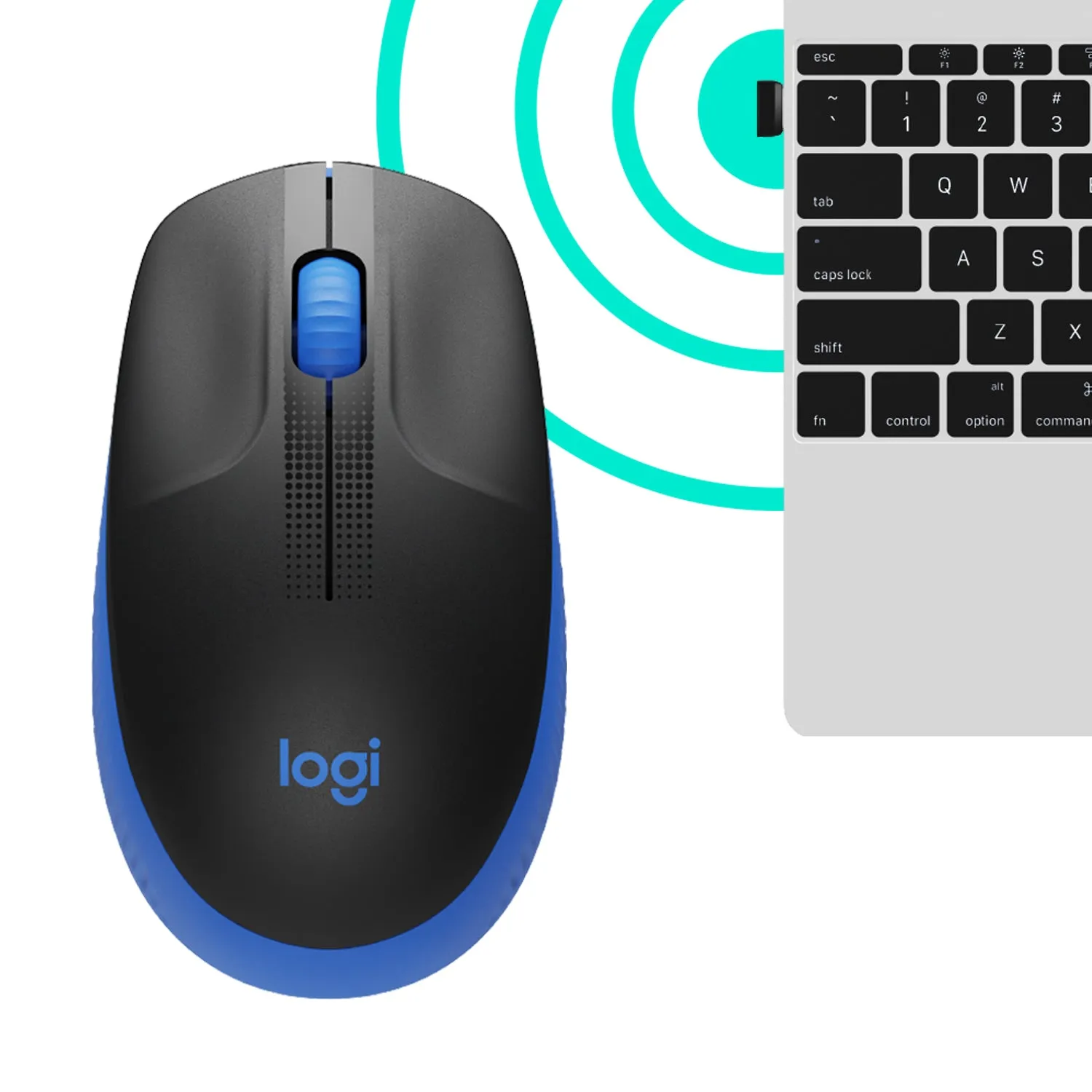 M190 Full-Size Wireless Mouse - Blue