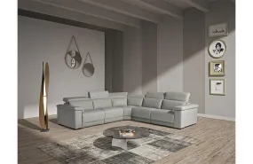 Palinuro Modern Gray Leather Sectional Sofa