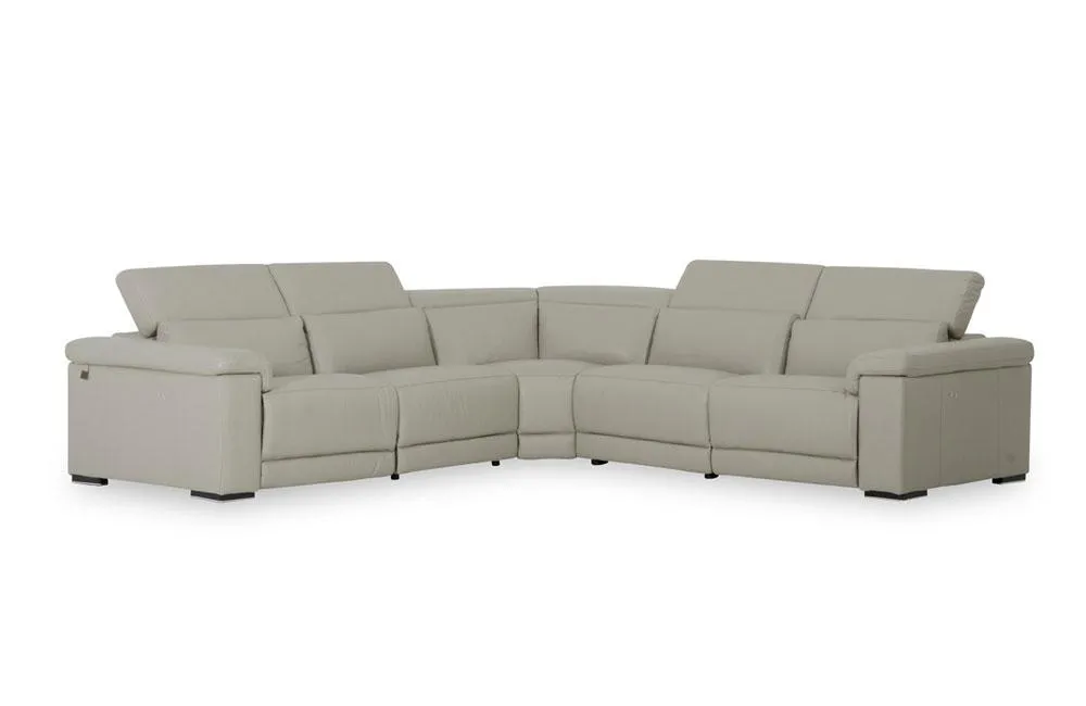 Palinuro Modern Gray Leather Sectional Sofa