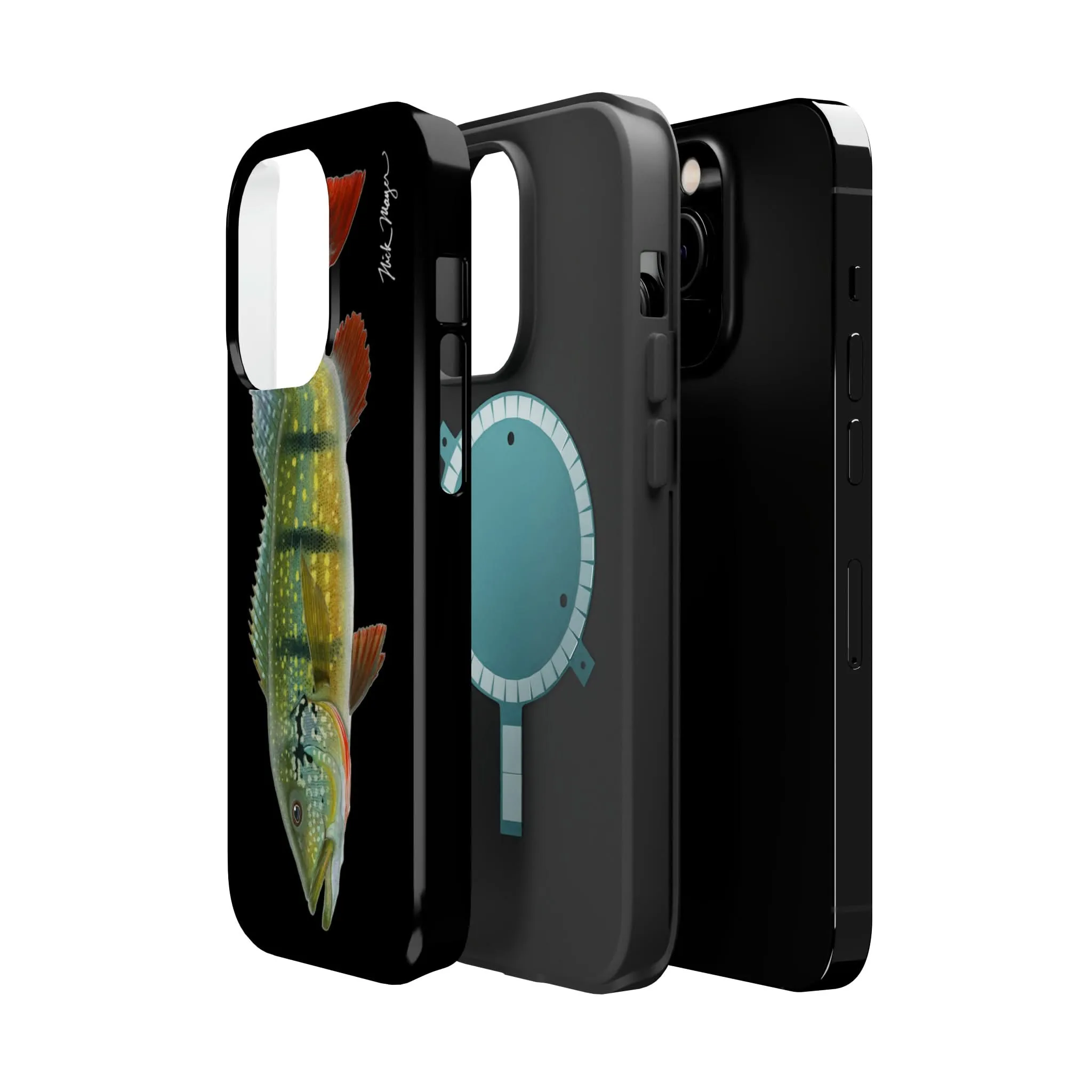 Peacock Bass MagSafe Black iPhone Case