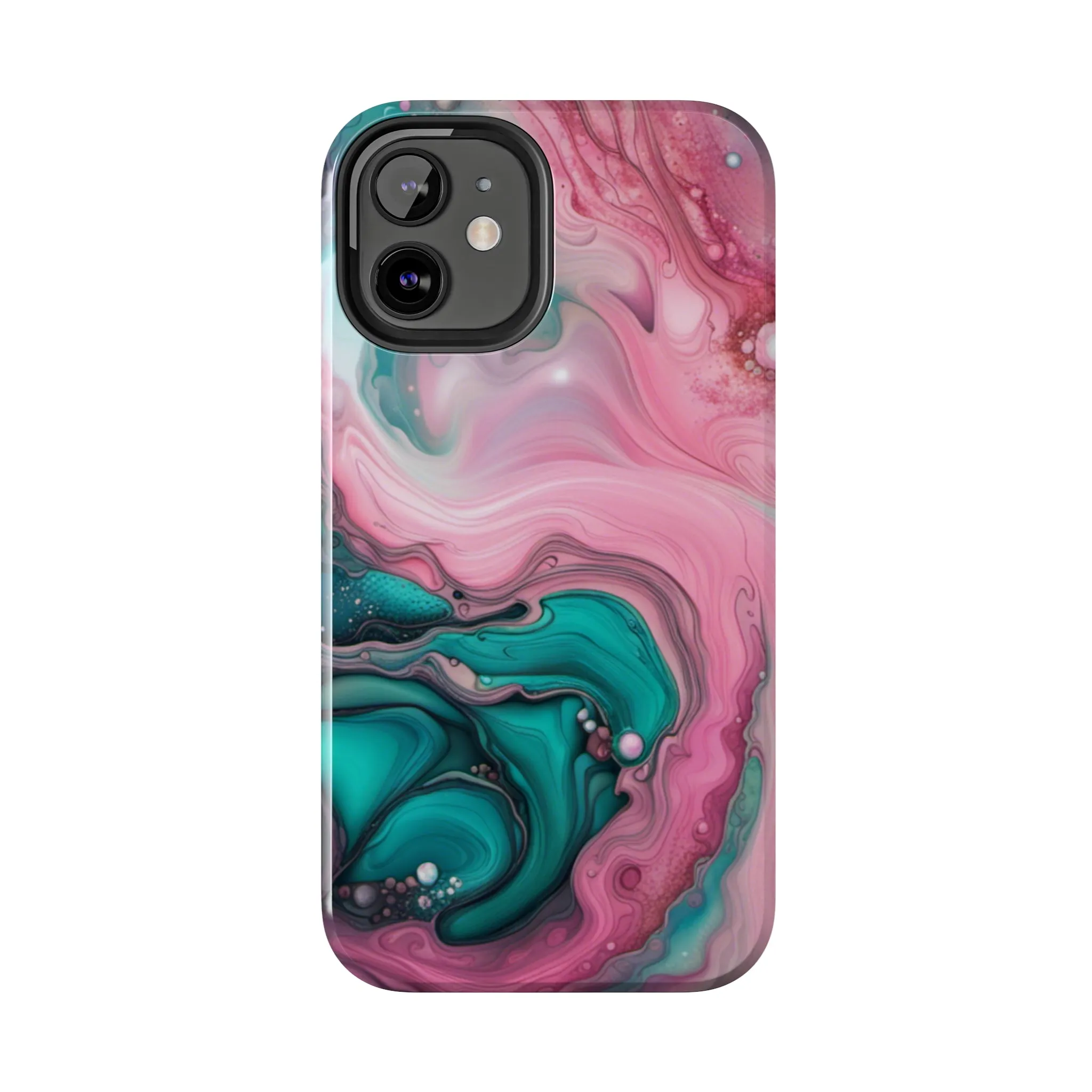 Pink and Teal Alcohol Ink Pattern Design Phone Case compatible with a large variety of iPhone models, Phone Case, Gift