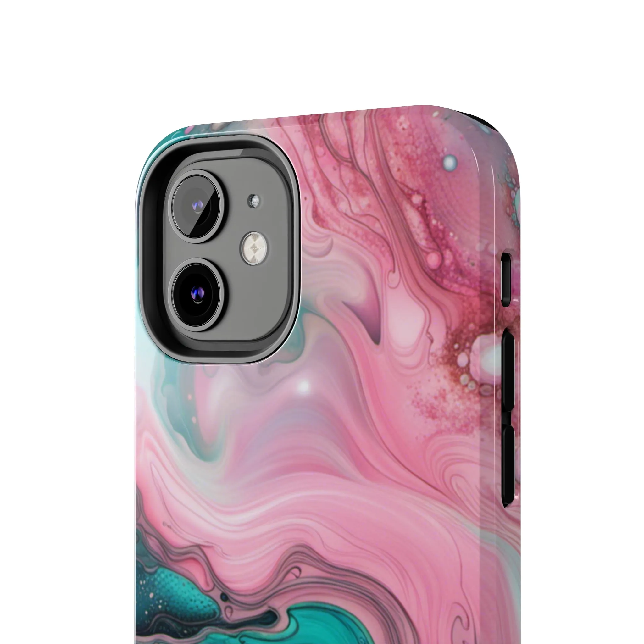 Pink and Teal Alcohol Ink Pattern Design Phone Case compatible with a large variety of iPhone models, Phone Case, Gift