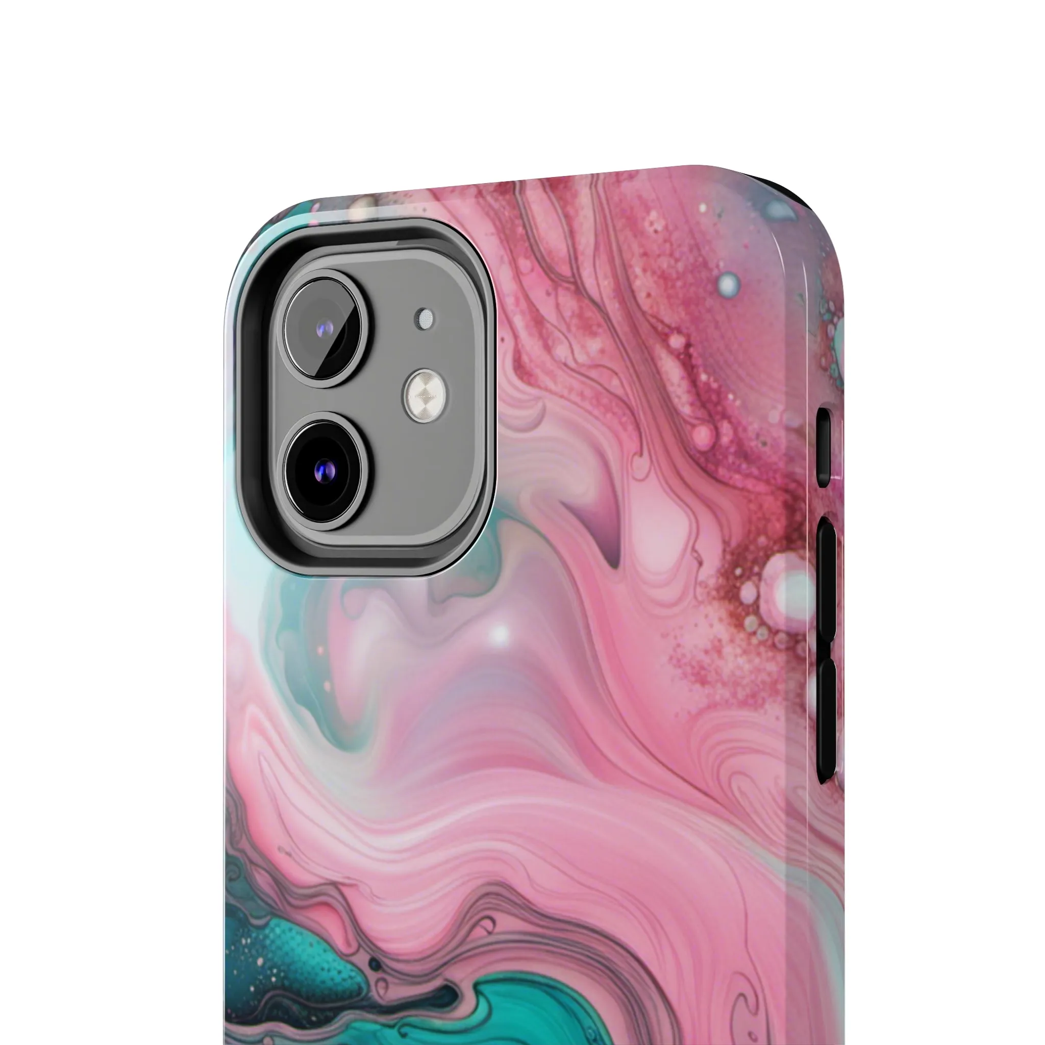 Pink and Teal Alcohol Ink Pattern Design Phone Case compatible with a large variety of iPhone models, Phone Case, Gift