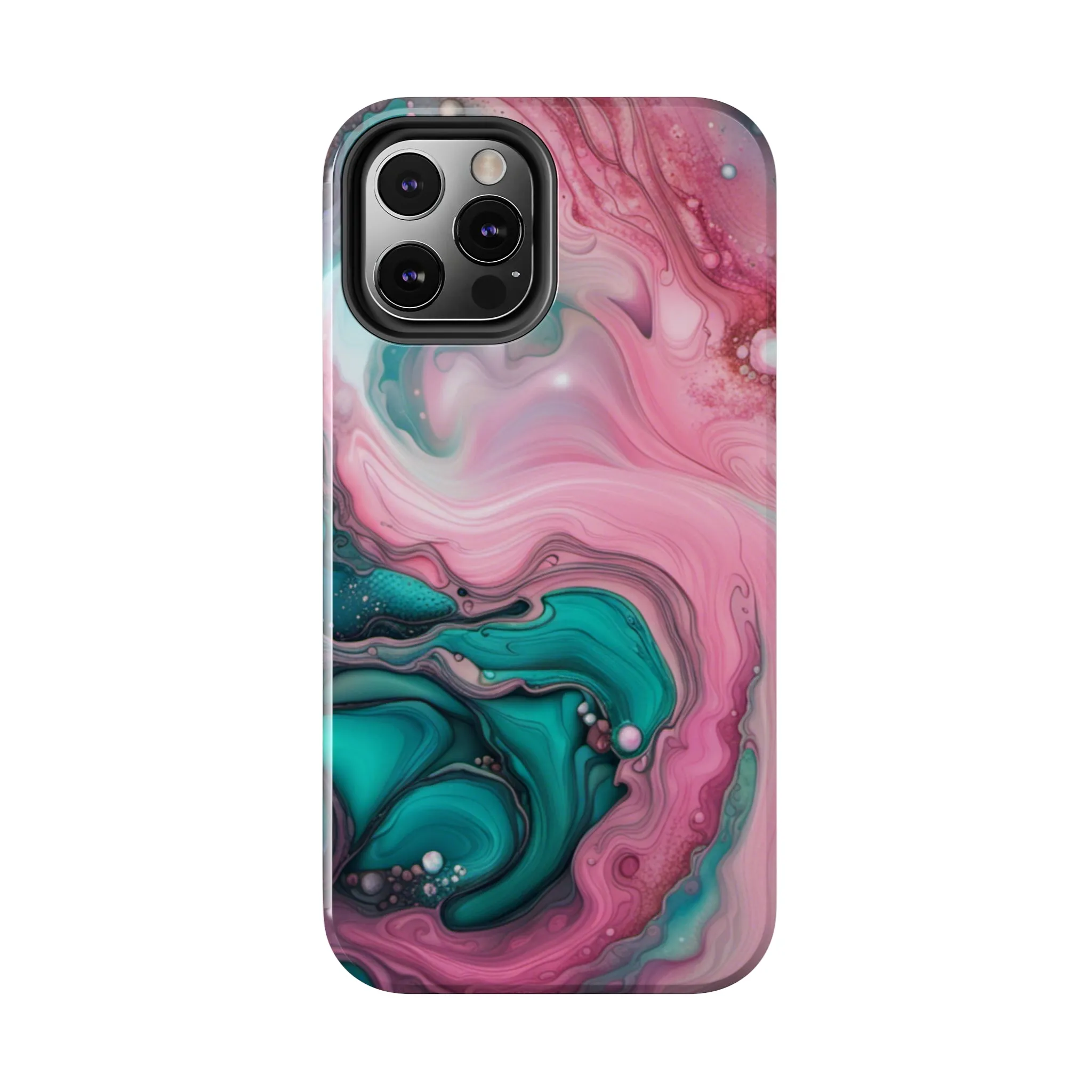 Pink and Teal Alcohol Ink Pattern Design Phone Case compatible with a large variety of iPhone models, Phone Case, Gift