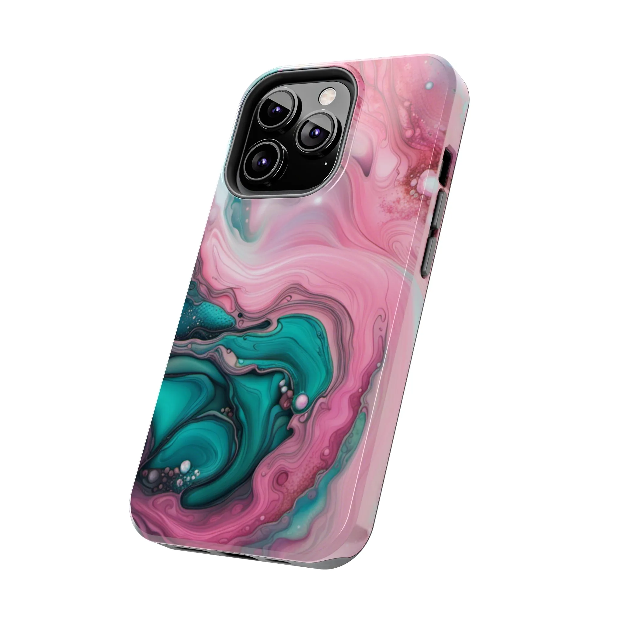 Pink and Teal Alcohol Ink Pattern Design Phone Case compatible with a large variety of iPhone models, Phone Case, Gift