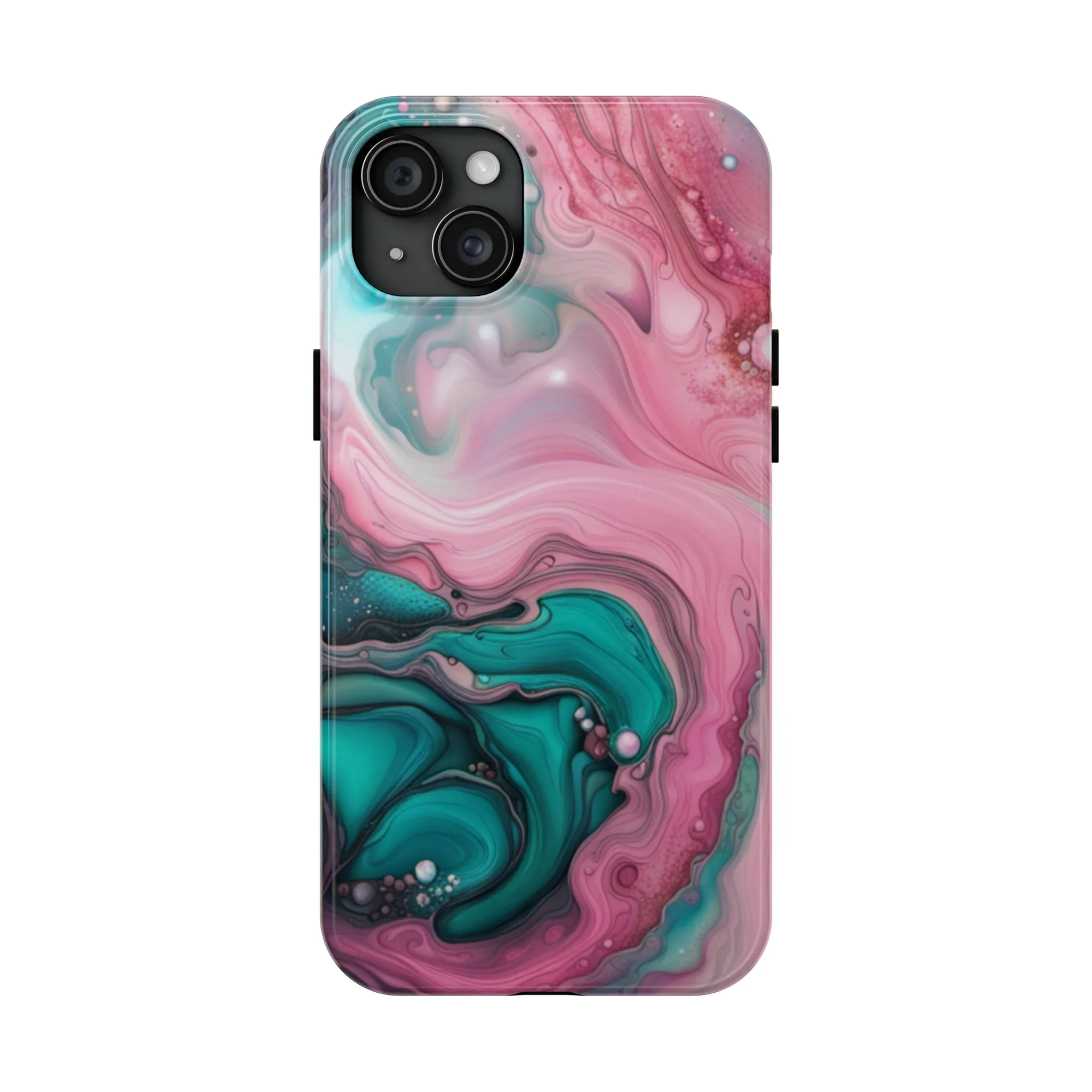 Pink and Teal Alcohol Ink Pattern Design Phone Case compatible with a large variety of iPhone models, Phone Case, Gift