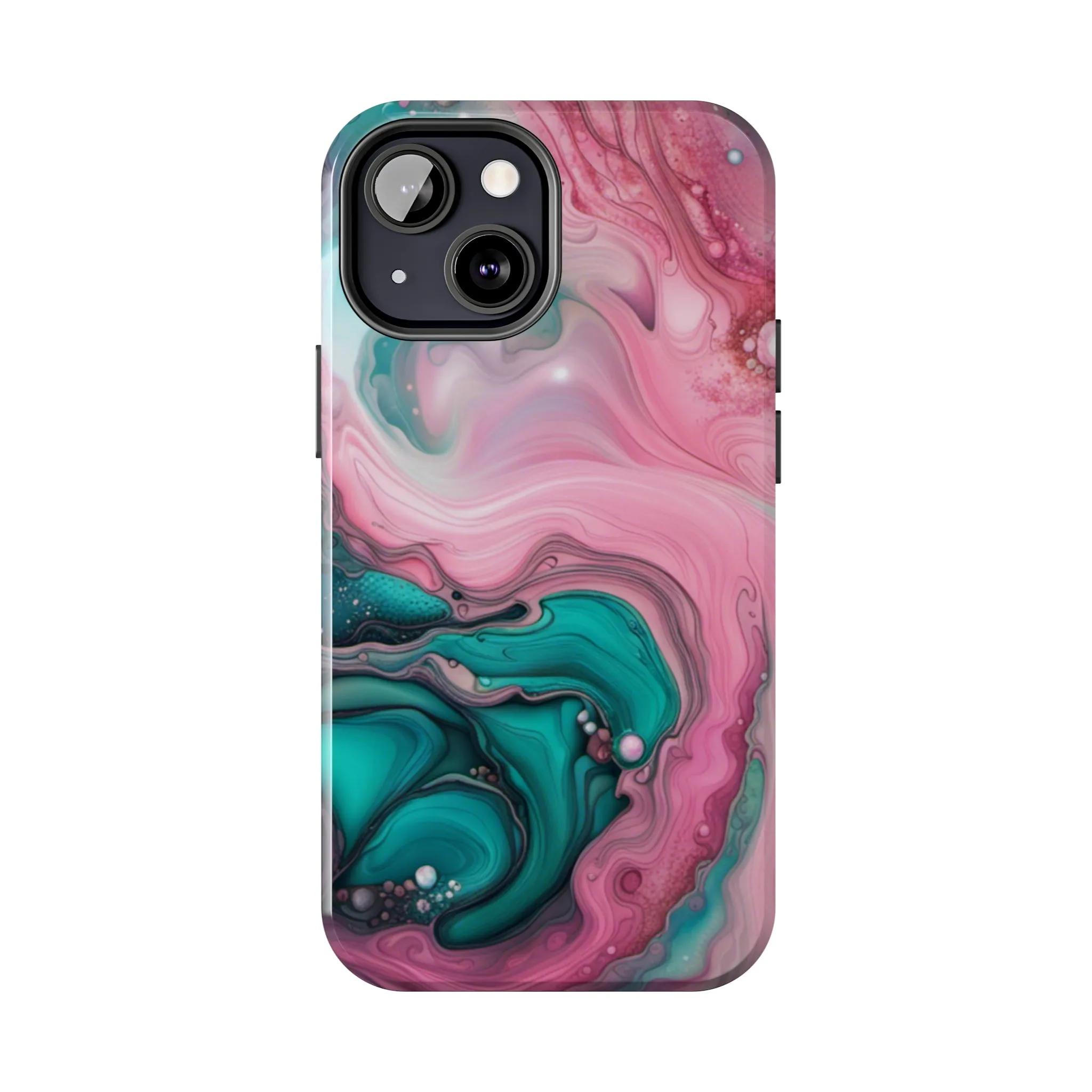 Pink and Teal Alcohol Ink Pattern Design Phone Case compatible with a large variety of iPhone models, Phone Case, Gift