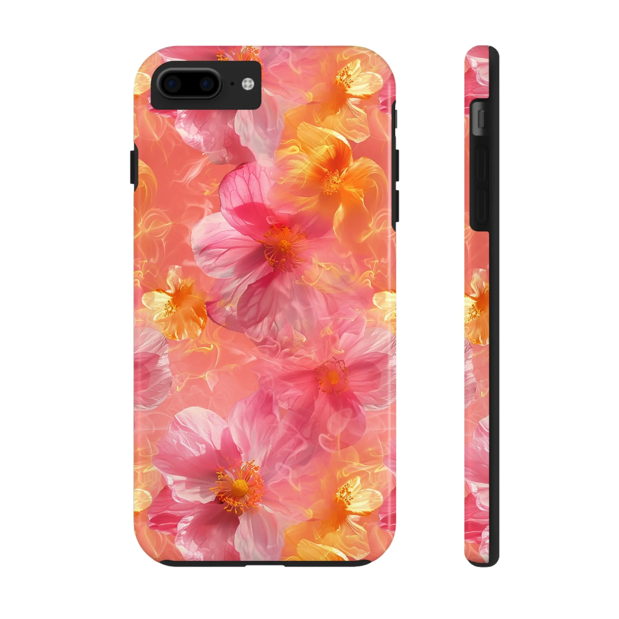 Pink and Yellow Fantasy Floral pattern iPhone Case, Aesthetic Phone Cover, Artsy Floral Design, Protective Phone Cover compatible with a large variety of iPhone models, Phone Case, Gift