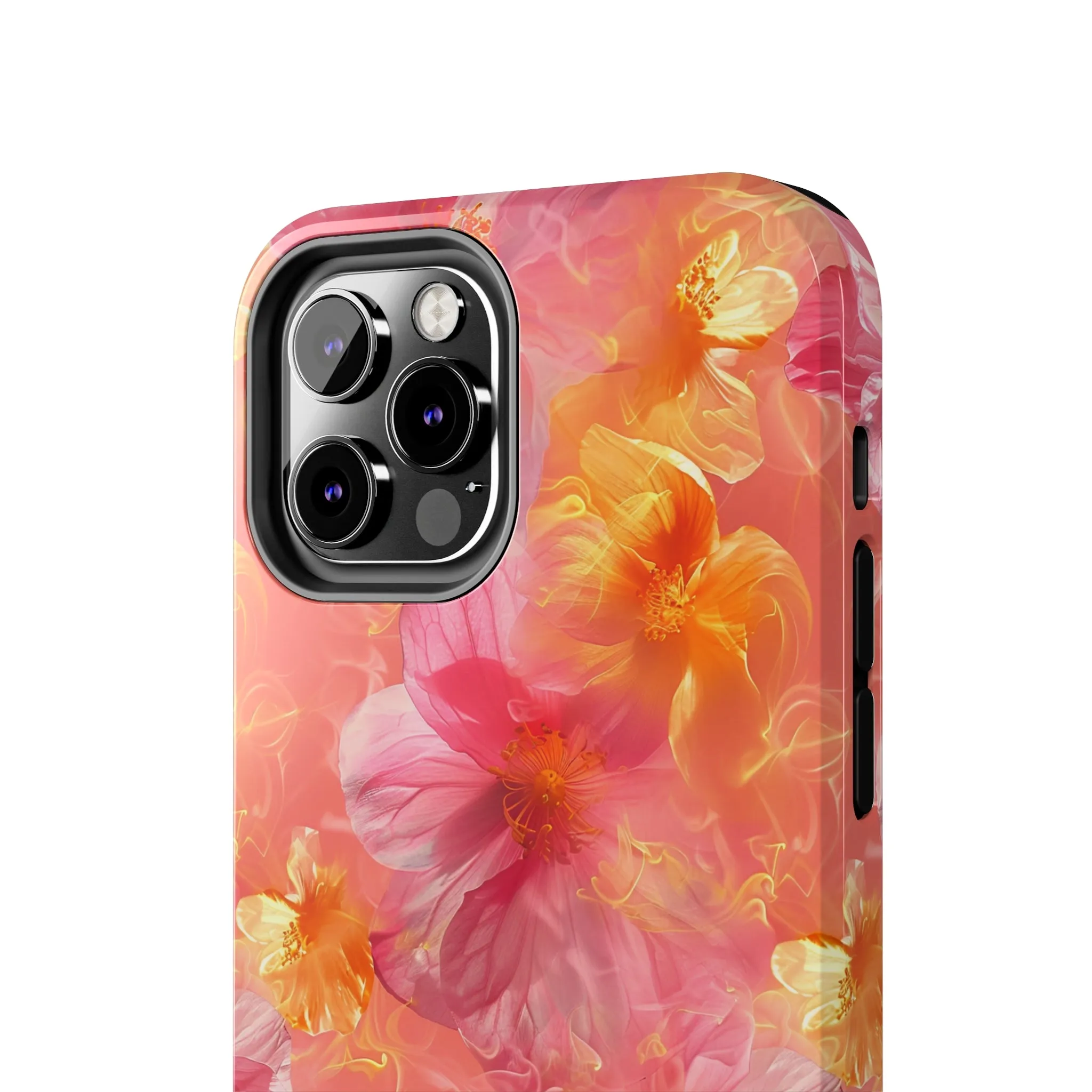 Pink and Yellow Fantasy Floral pattern iPhone Case, Aesthetic Phone Cover, Artsy Floral Design, Protective Phone Cover compatible with a large variety of iPhone models, Phone Case, Gift