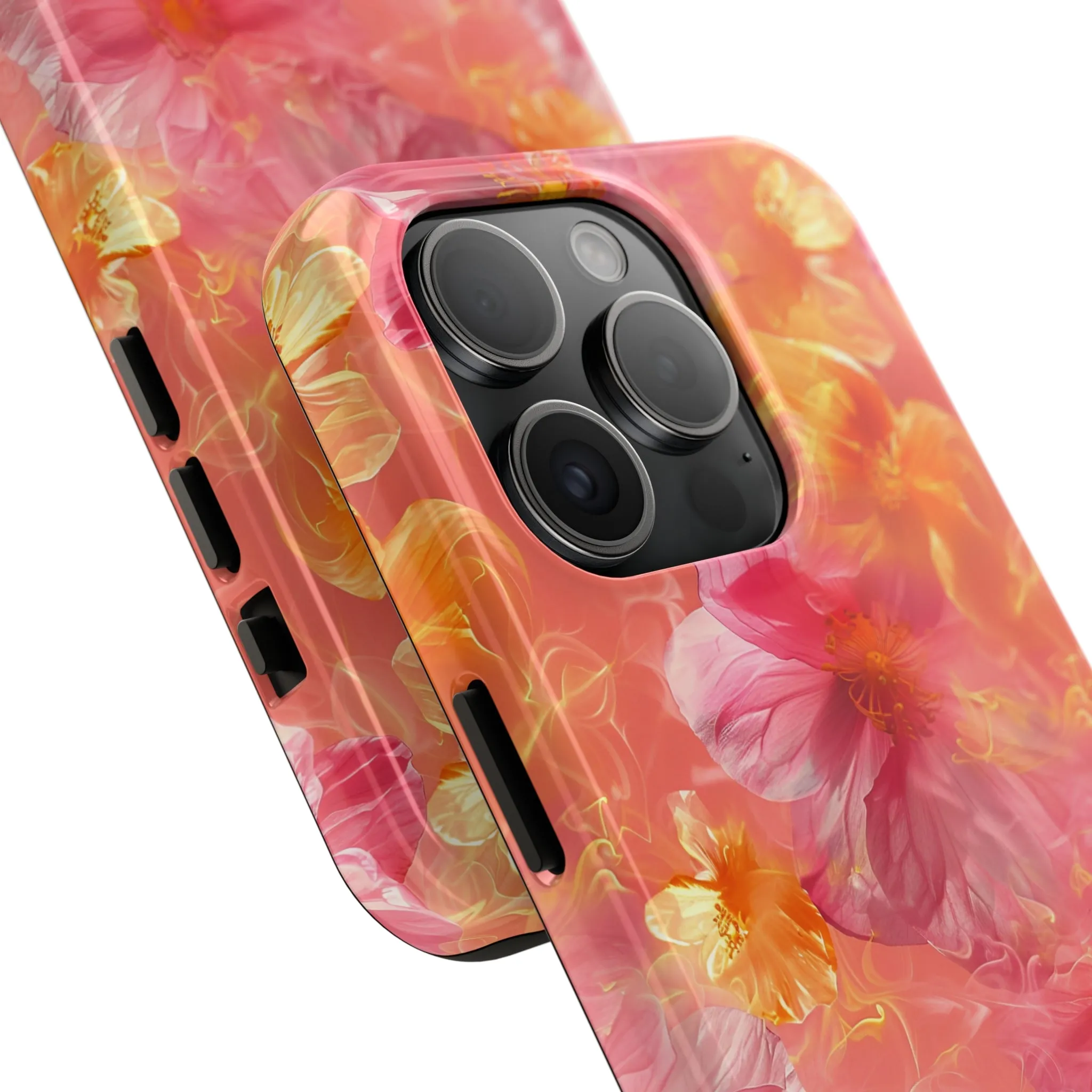 Pink and Yellow Fantasy Floral pattern iPhone Case, Aesthetic Phone Cover, Artsy Floral Design, Protective Phone Cover compatible with a large variety of iPhone models, Phone Case, Gift