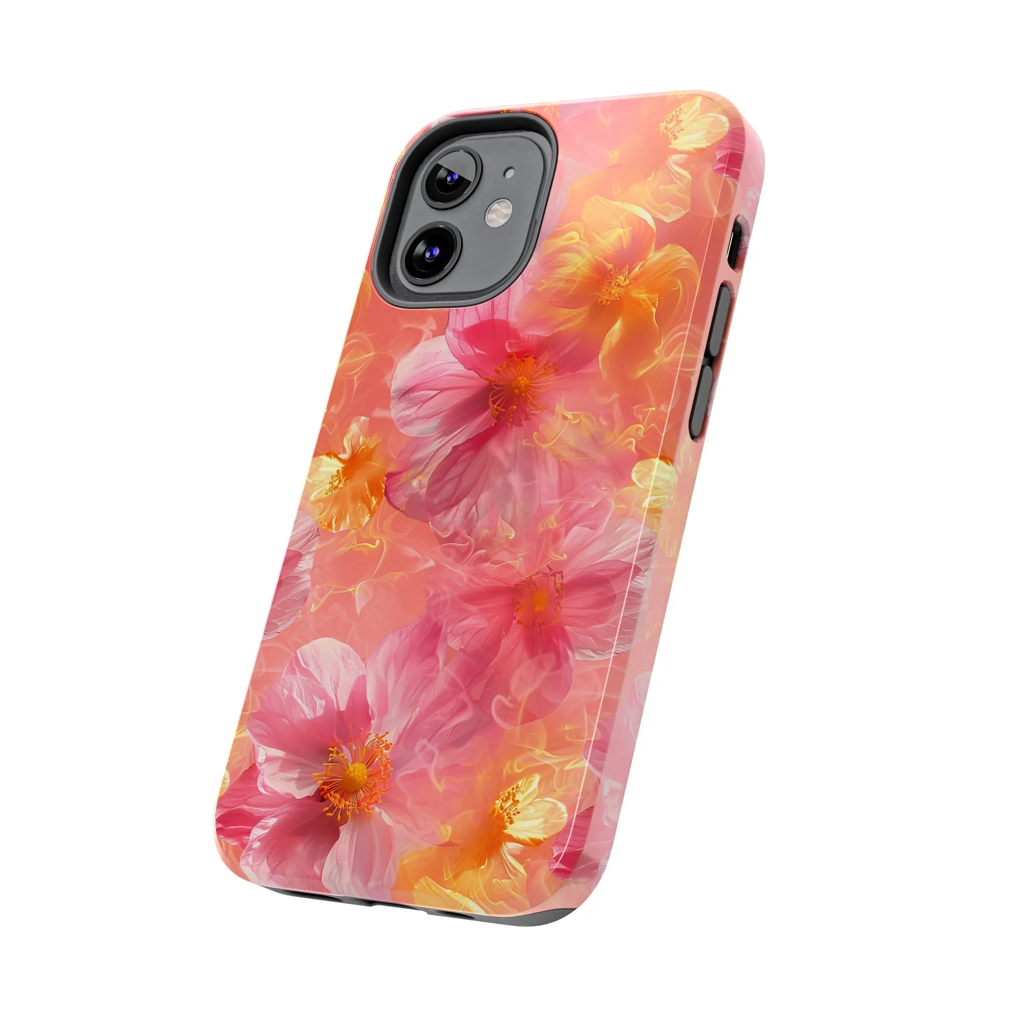 Pink and Yellow Fantasy Floral pattern iPhone Case, Aesthetic Phone Cover, Artsy Floral Design, Protective Phone Cover compatible with a large variety of iPhone models, Phone Case, Gift