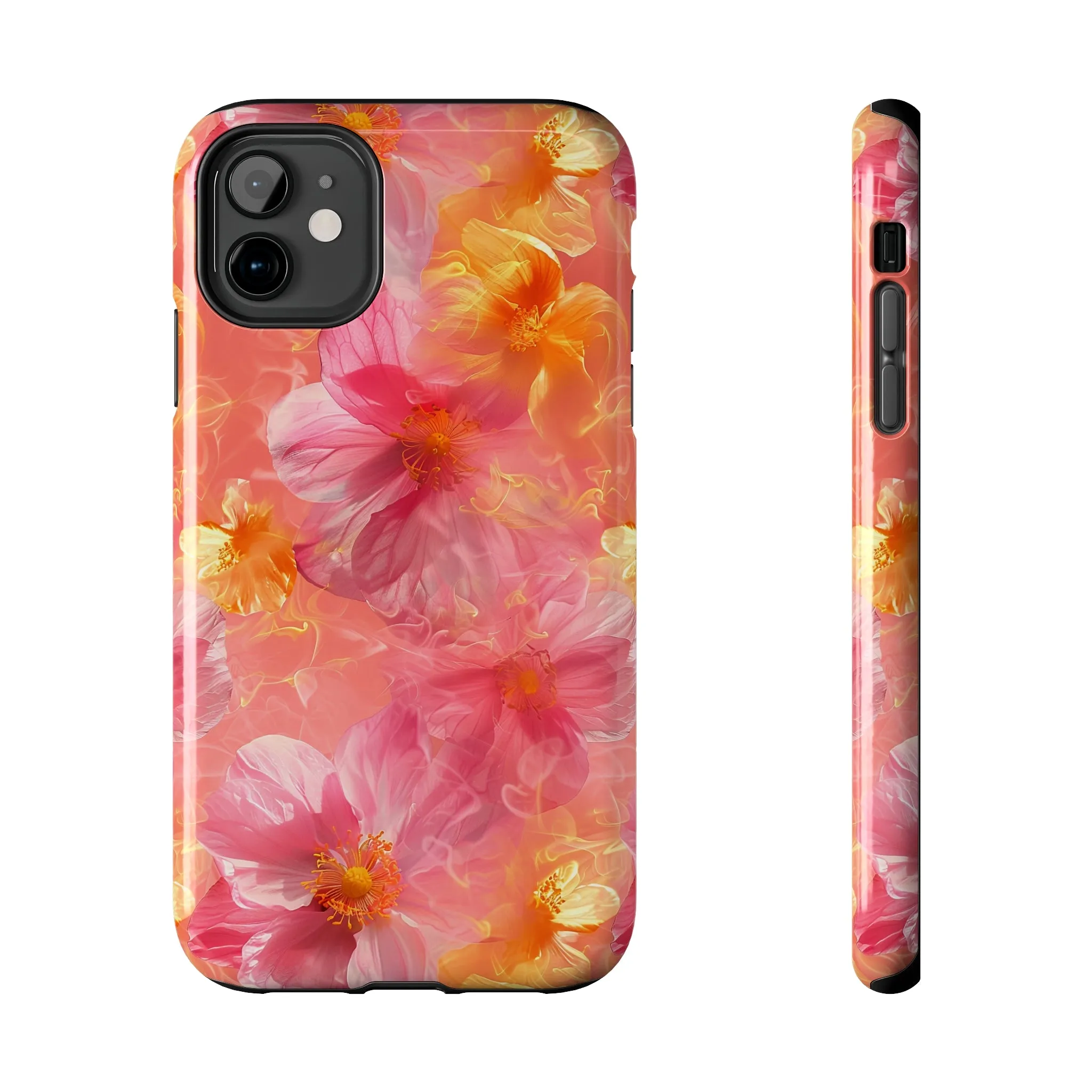 Pink and Yellow Fantasy Floral pattern iPhone Case, Aesthetic Phone Cover, Artsy Floral Design, Protective Phone Cover compatible with a large variety of iPhone models, Phone Case, Gift