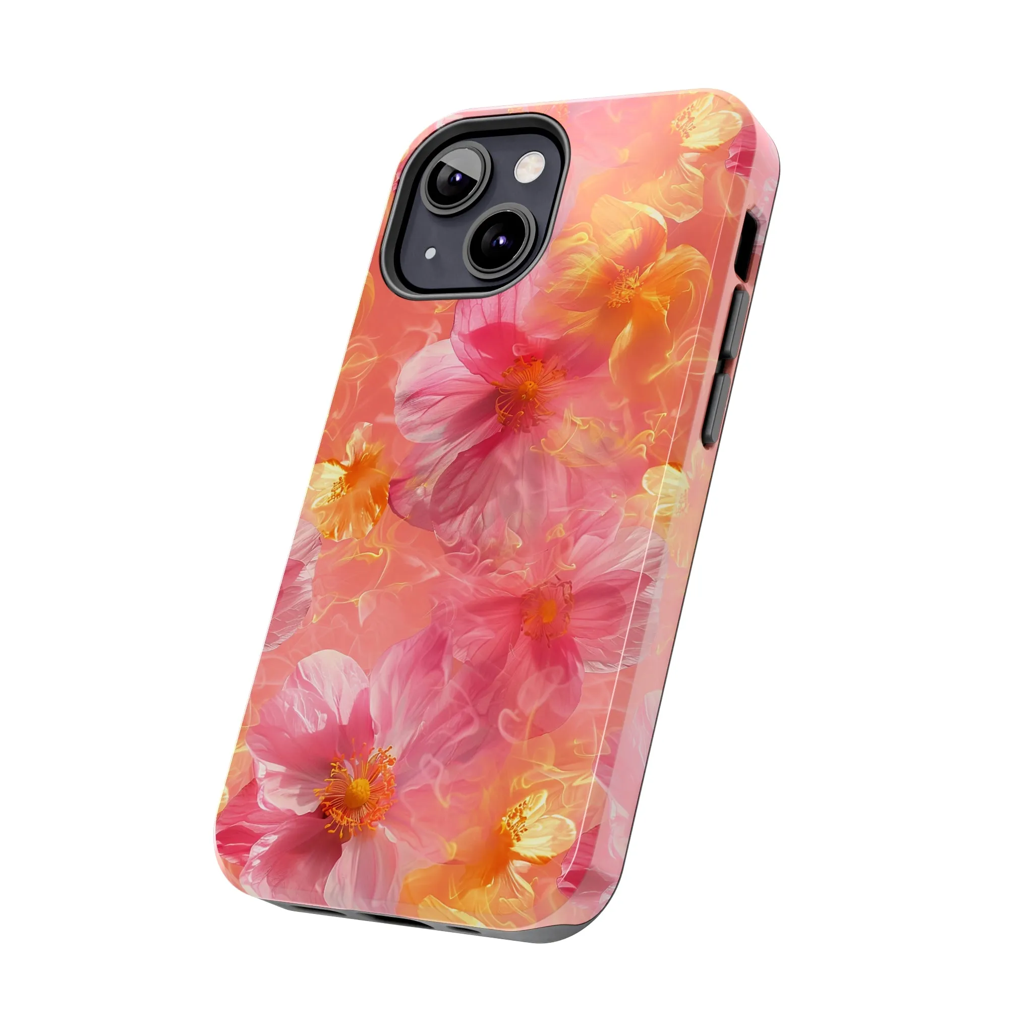 Pink and Yellow Fantasy Floral pattern iPhone Case, Aesthetic Phone Cover, Artsy Floral Design, Protective Phone Cover compatible with a large variety of iPhone models, Phone Case, Gift