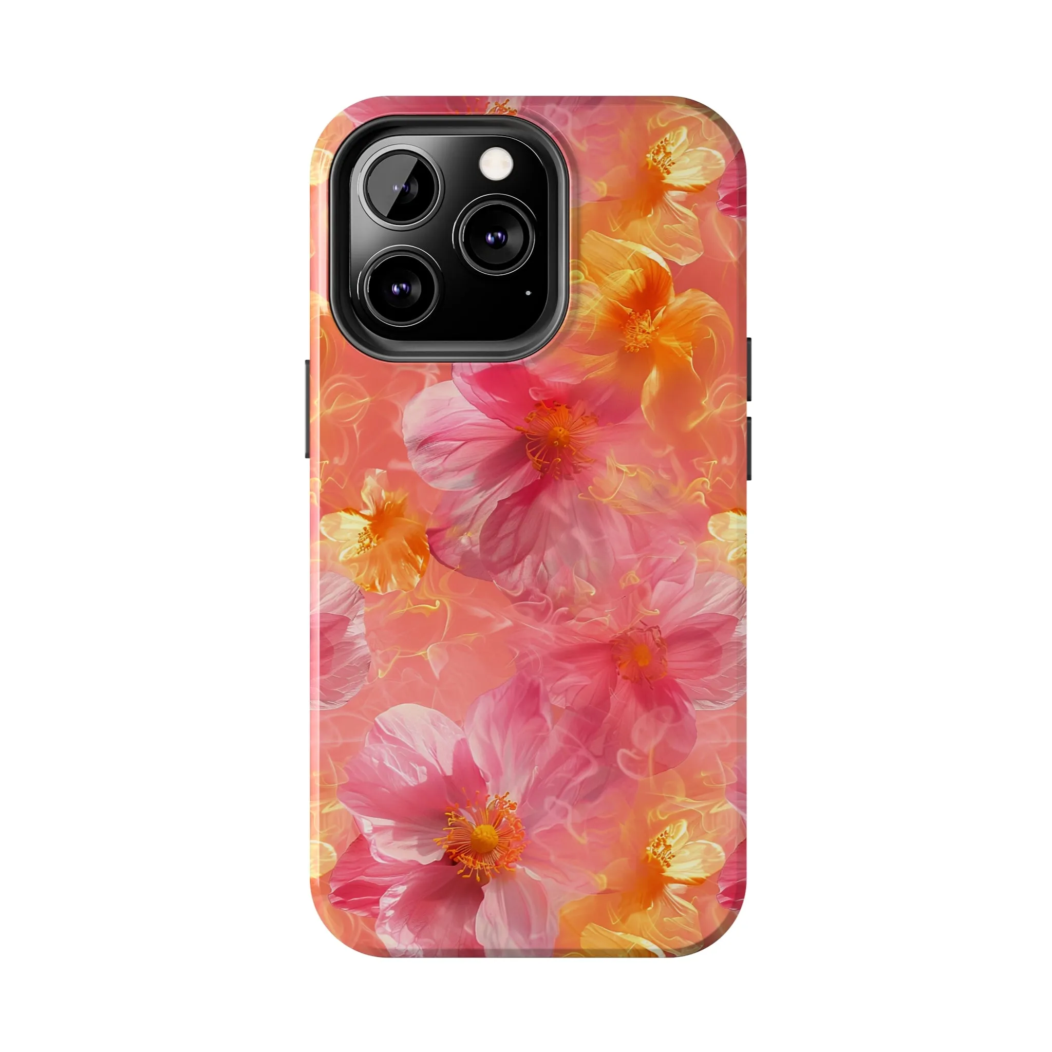 Pink and Yellow Fantasy Floral pattern iPhone Case, Aesthetic Phone Cover, Artsy Floral Design, Protective Phone Cover compatible with a large variety of iPhone models, Phone Case, Gift