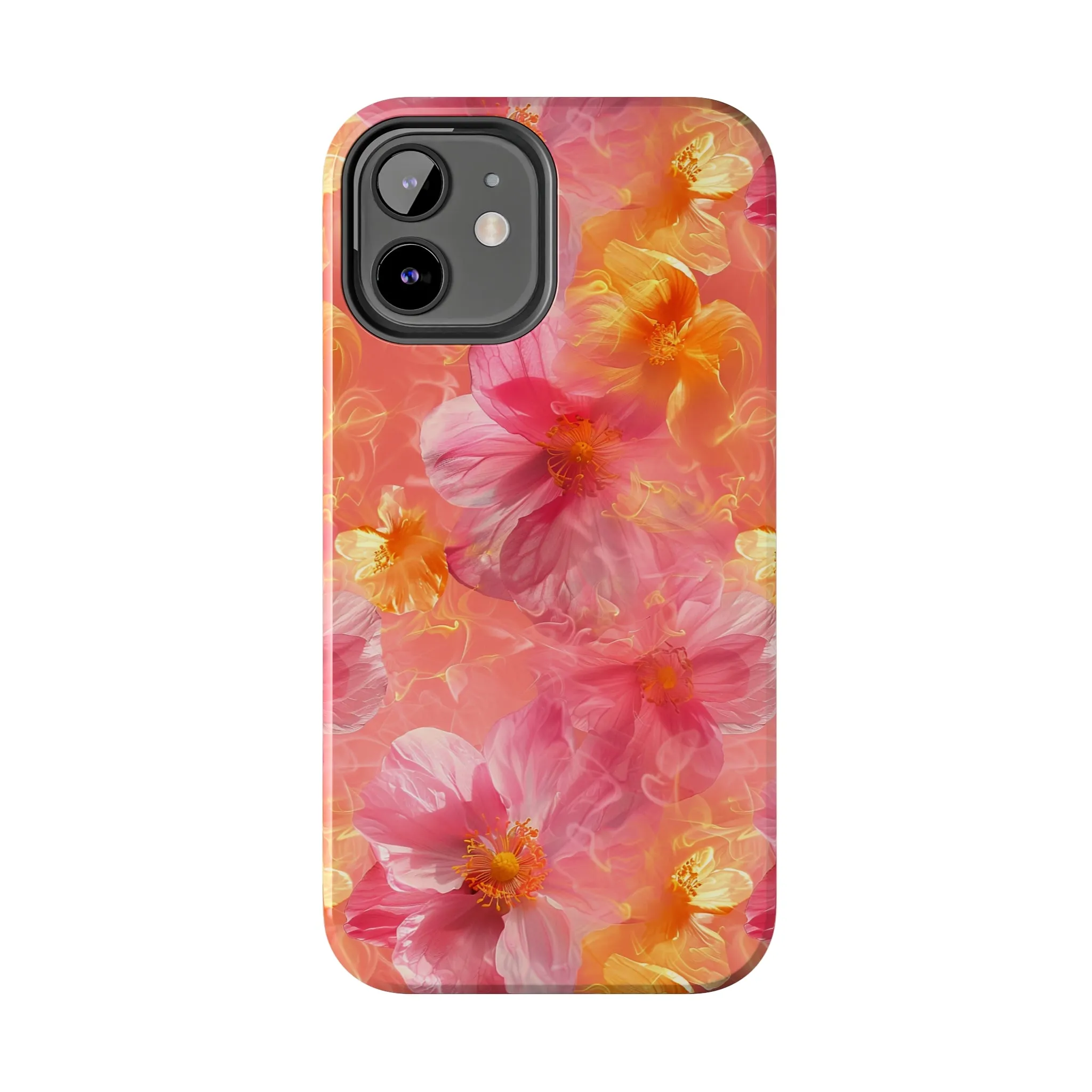 Pink and Yellow Fantasy Floral pattern iPhone Case, Aesthetic Phone Cover, Artsy Floral Design, Protective Phone Cover compatible with a large variety of iPhone models, Phone Case, Gift