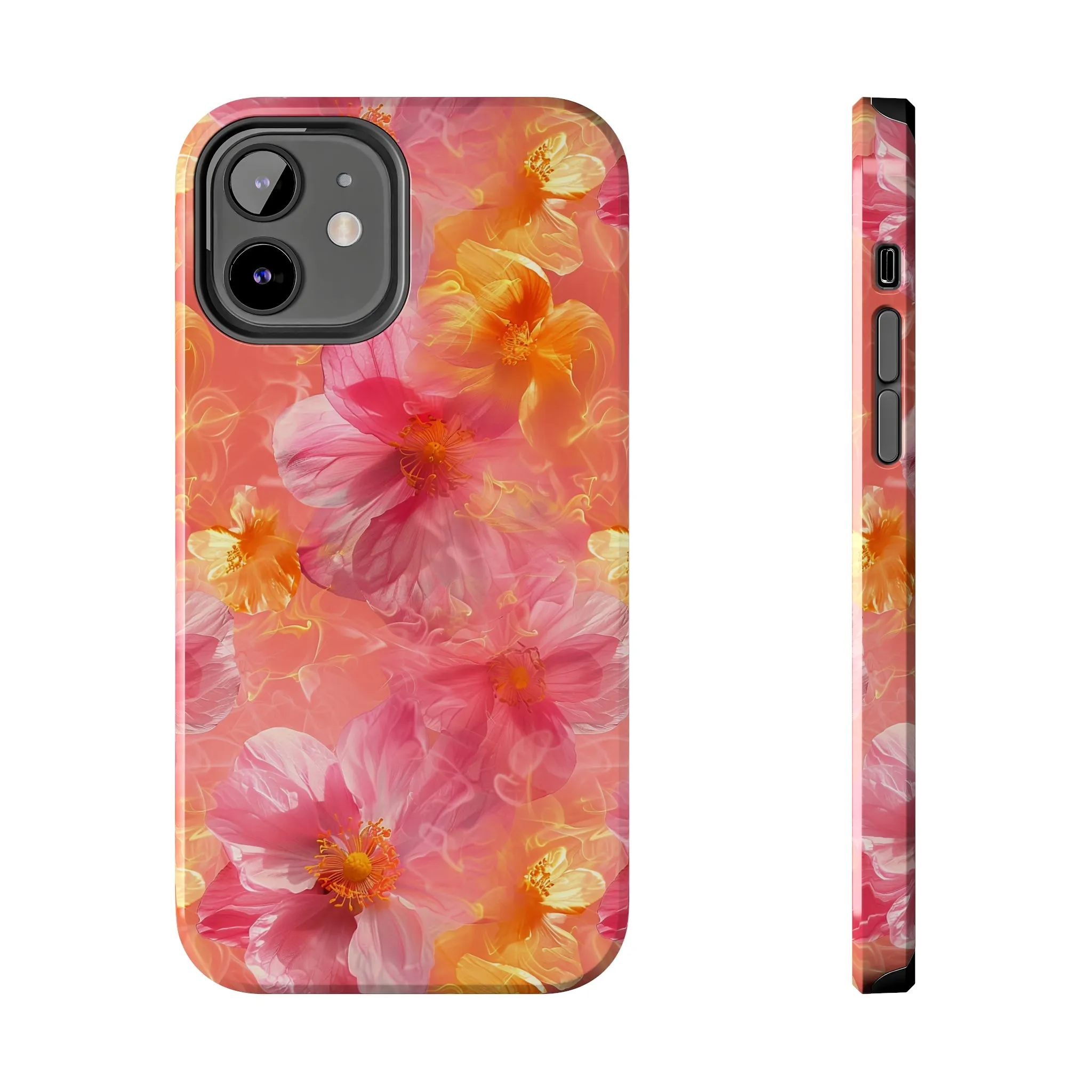 Pink and Yellow Fantasy Floral pattern iPhone Case, Aesthetic Phone Cover, Artsy Floral Design, Protective Phone Cover compatible with a large variety of iPhone models, Phone Case, Gift