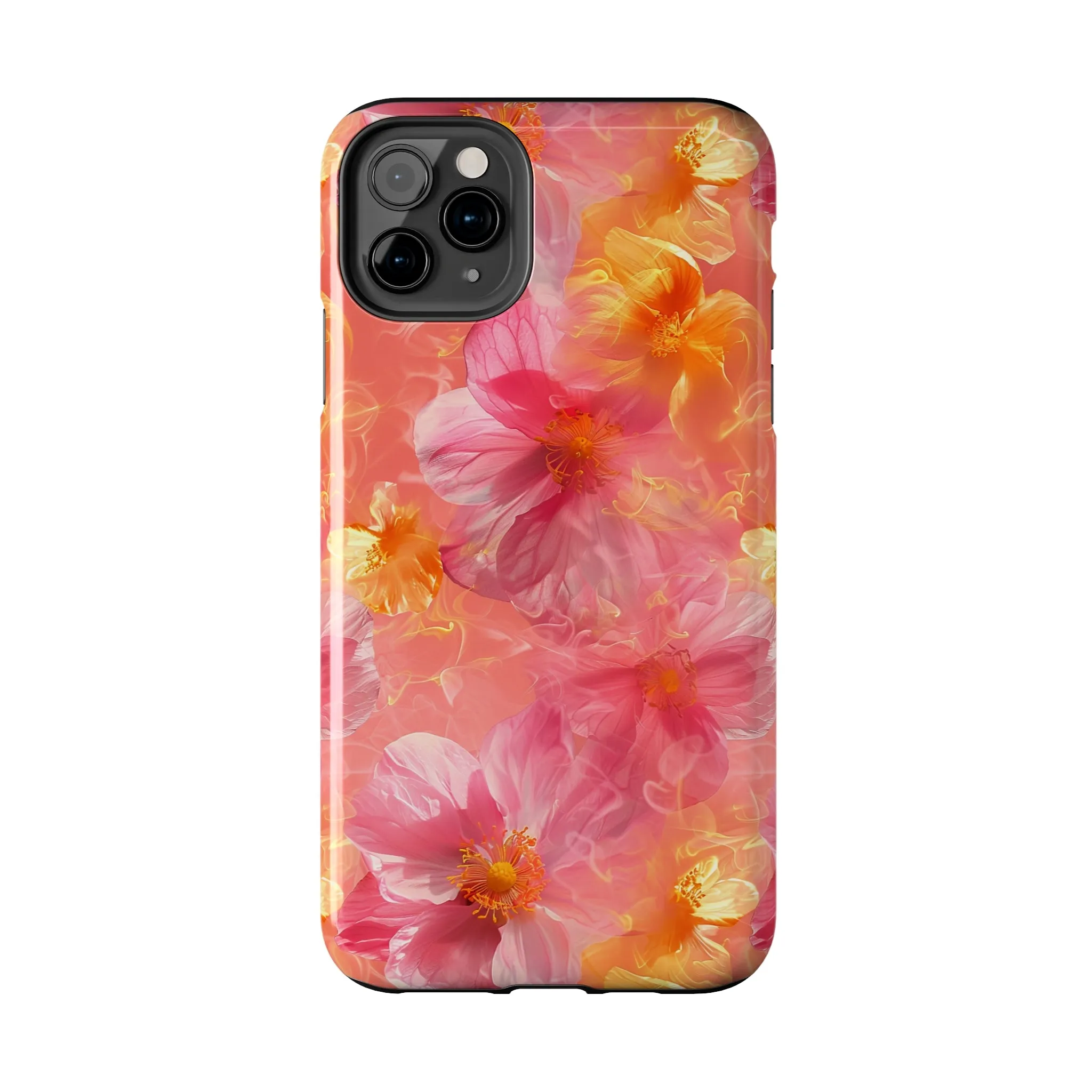 Pink and Yellow Fantasy Floral pattern iPhone Case, Aesthetic Phone Cover, Artsy Floral Design, Protective Phone Cover compatible with a large variety of iPhone models, Phone Case, Gift