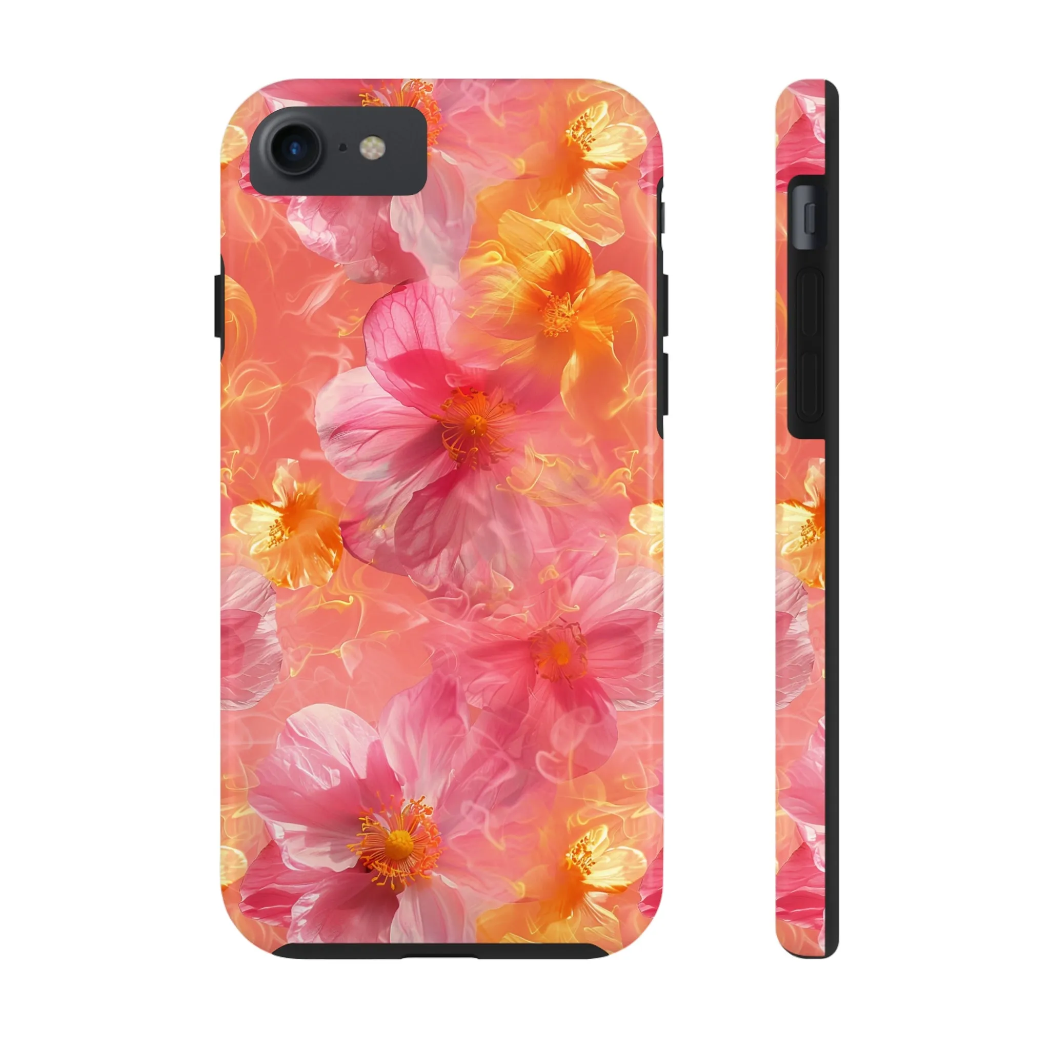 Pink and Yellow Fantasy Floral pattern iPhone Case, Aesthetic Phone Cover, Artsy Floral Design, Protective Phone Cover compatible with a large variety of iPhone models, Phone Case, Gift