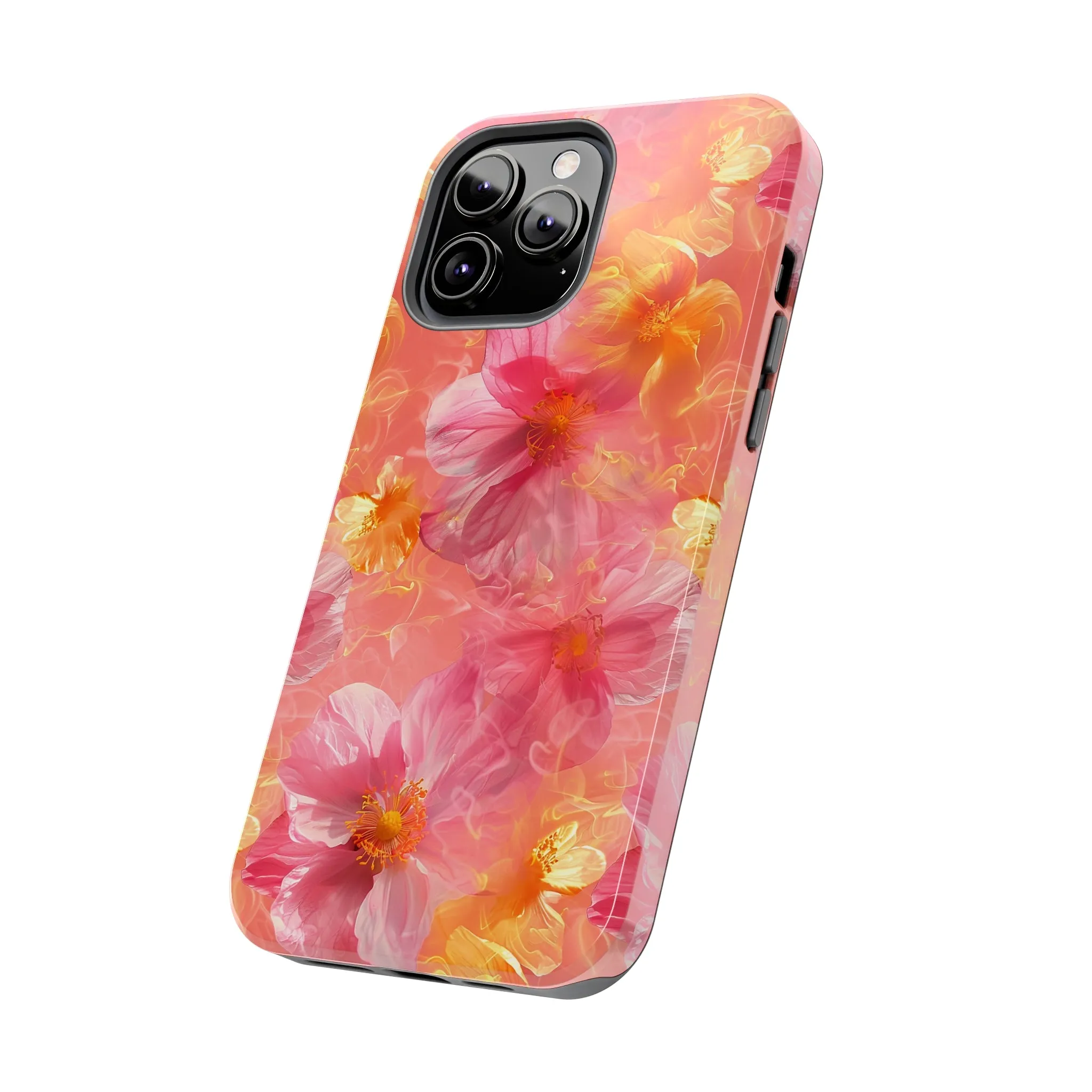 Pink and Yellow Fantasy Floral pattern iPhone Case, Aesthetic Phone Cover, Artsy Floral Design, Protective Phone Cover compatible with a large variety of iPhone models, Phone Case, Gift